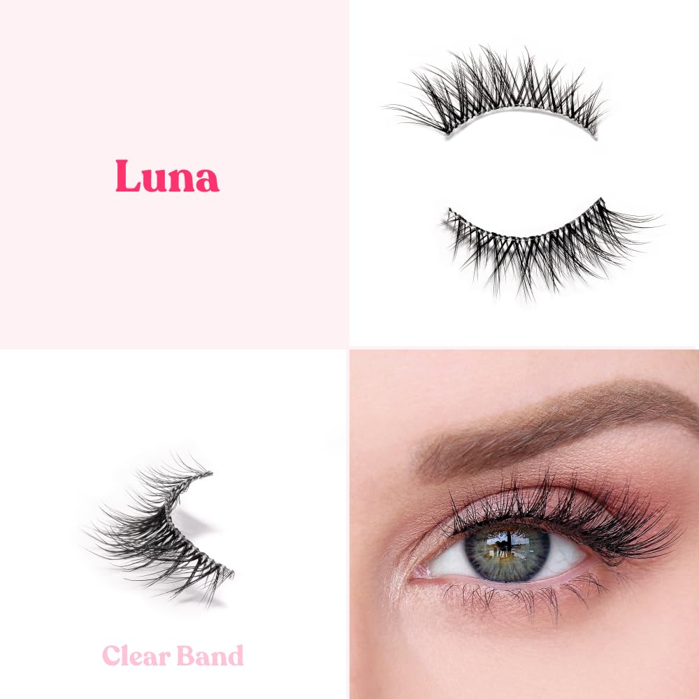 Silly George SuperNatural False Eyelashes - Clear & Flexible Band for Natural Look, Comfortable & Lightweight (Luna) | Perfect for Daily Wear, Special Occasions & Enhancing Eye Makeup