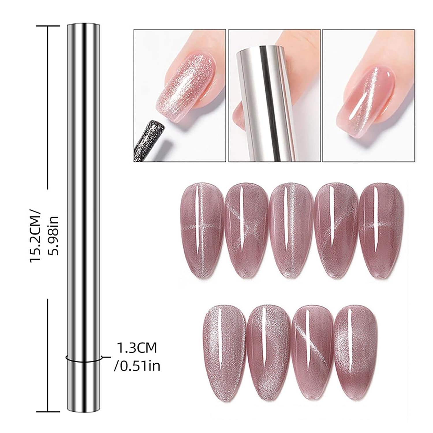 10Pcs Double Head Cat Eye Nail Art Magnet - Strong 3D Magnetic Pen for Gel Polish, Manicure Tools for Stunning Cat Eye Nail Designs | Perfect for Salon, Home Nail Art & DIY Manicures