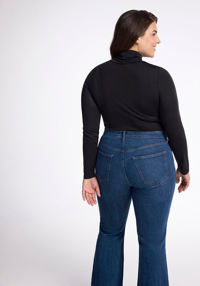 Kennedy Women's Black Bodysuit - Stretchy & Comfortable for Everyday Wear, Layering, and Casual Outfits