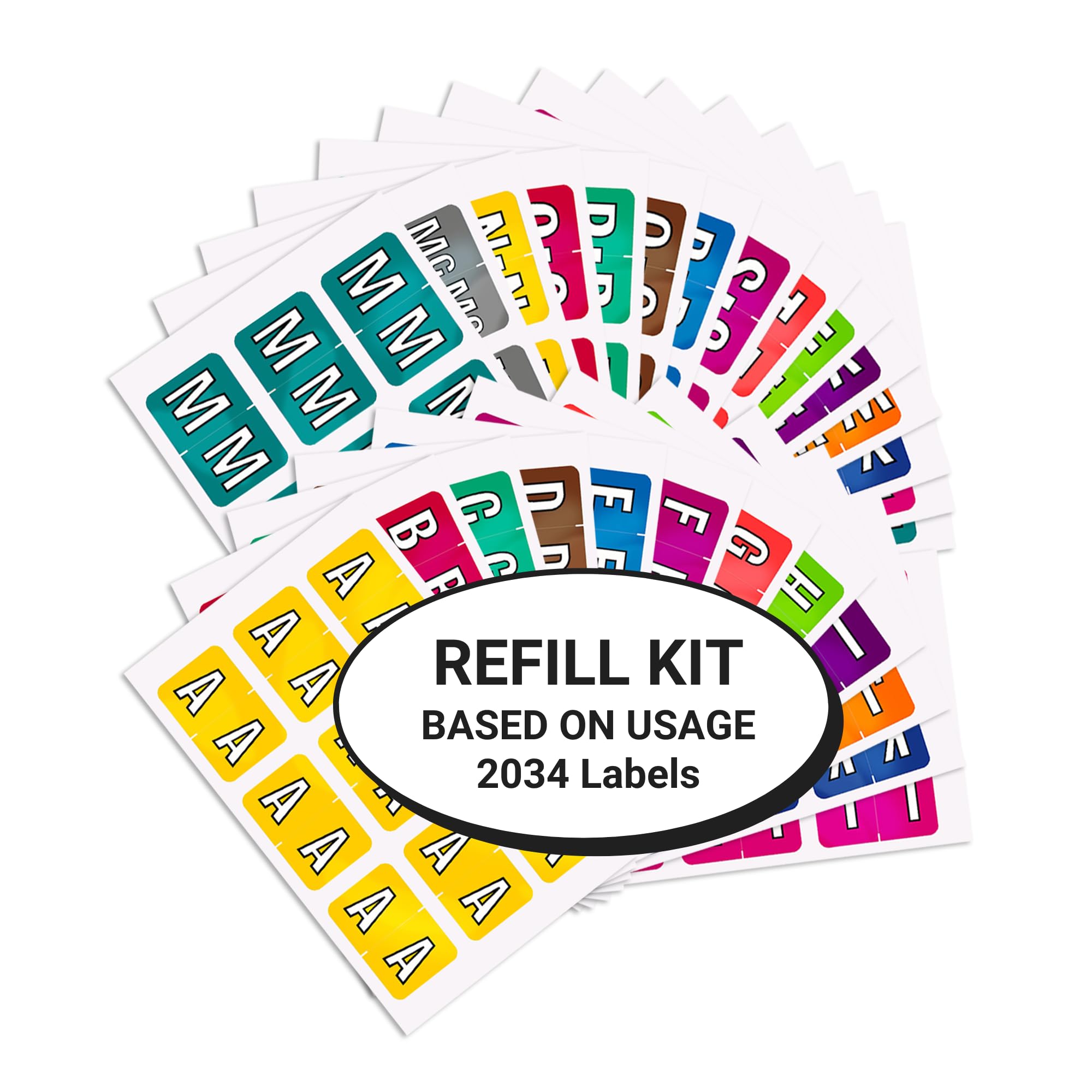 Alphabet Labels A-Z & Mc Refill Kit for File Folders - 2034 Medical Chart Color Code Stickers | Compatible with Colwell Jewel Tone COAM Alpha Series | Perfect for Doctors, Hospitals & Medical Office Organization