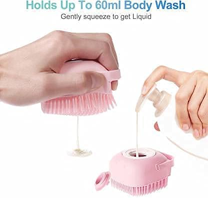 EVERNEST Silicone Body Brush with Shampoo Dispenser - Exfoliating & Massage Bath Brush for Deep Cleaning, Gentle Skin Care - Soft Shower Brush for Men & Women (Multicolor) - Perfect for Spa, Home Bath & Gift Ideas