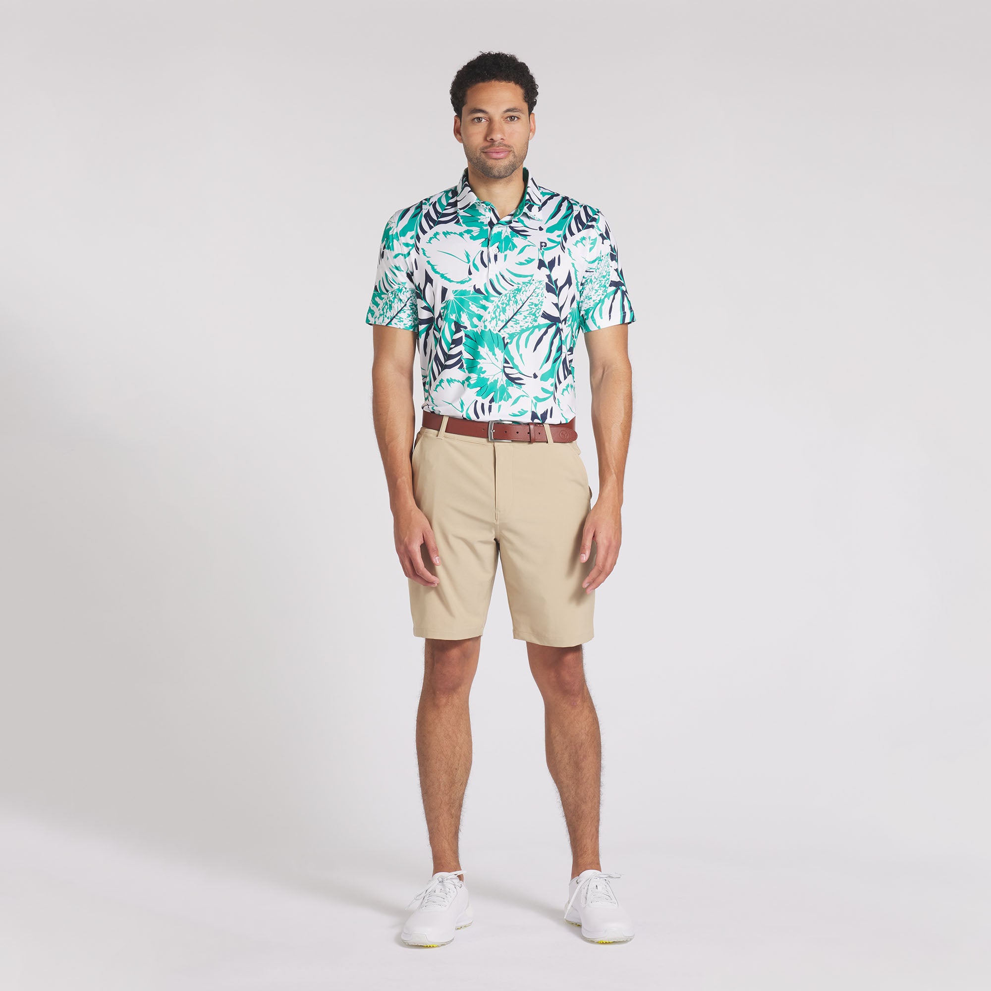 Puma x PTC Palm Glitch Golf Polo Shirt for Men - Breathable Performance Golf Shirt with Moisture-Wicking Technology - Perfect for Golfing, Casual Wear & Outdoor Activities