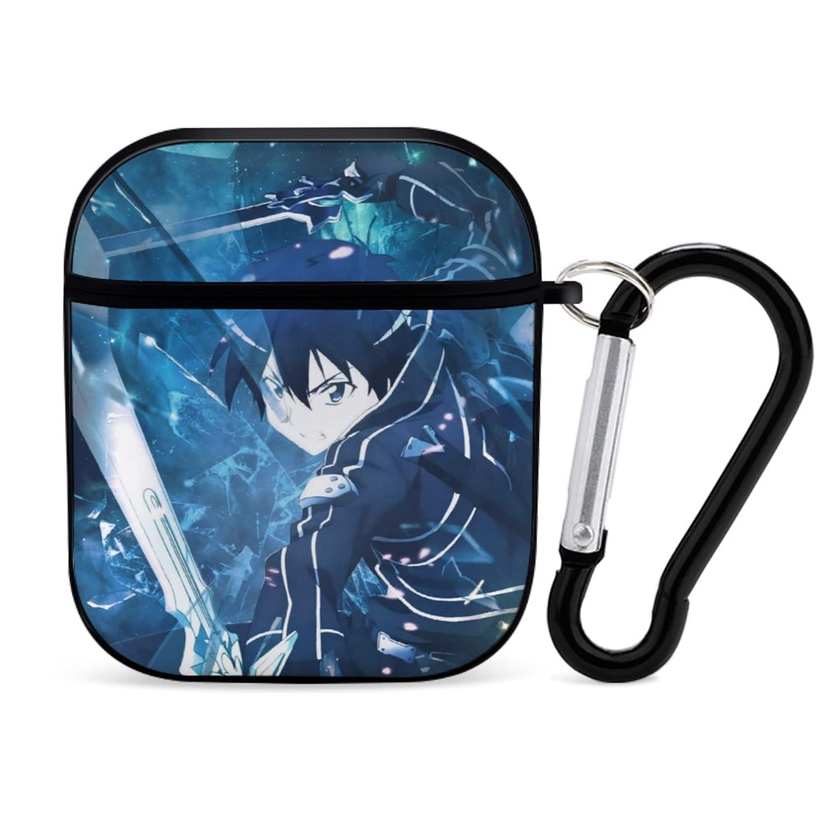 Japanese Anime Sword Art Online AirPods Case Cover for Apple Bluetooth Headset (1&2) with Keychain - Compatible with Wired Charging, Custom Printed Designs - Perfect for Anime Fans, Cosplay & Daily Use