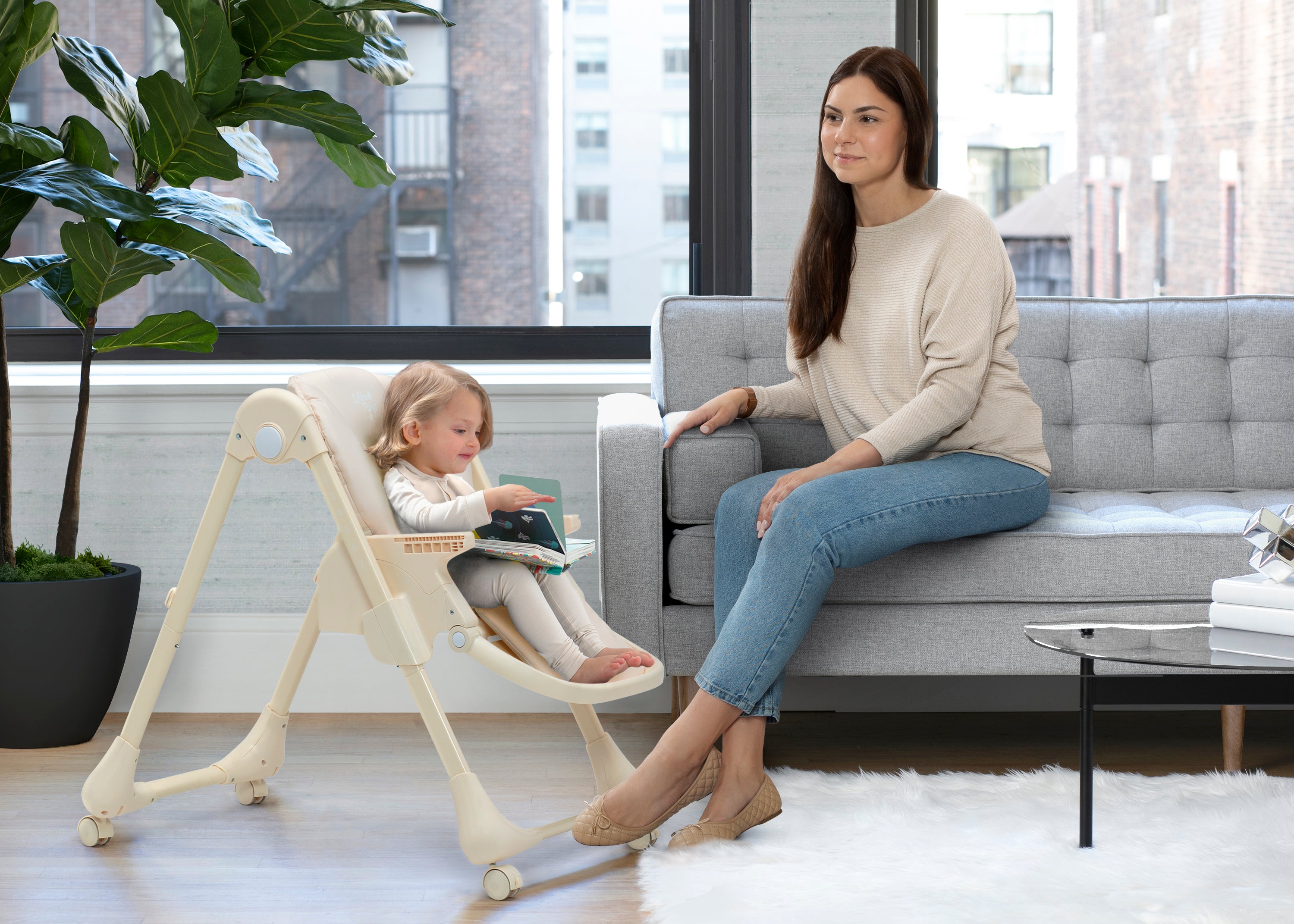 2 in 1 SlimFold High Chair for Babies & Toddlers - Portable, Space-Saving Baby Feeding Chair for Home, Travel & Restaurants