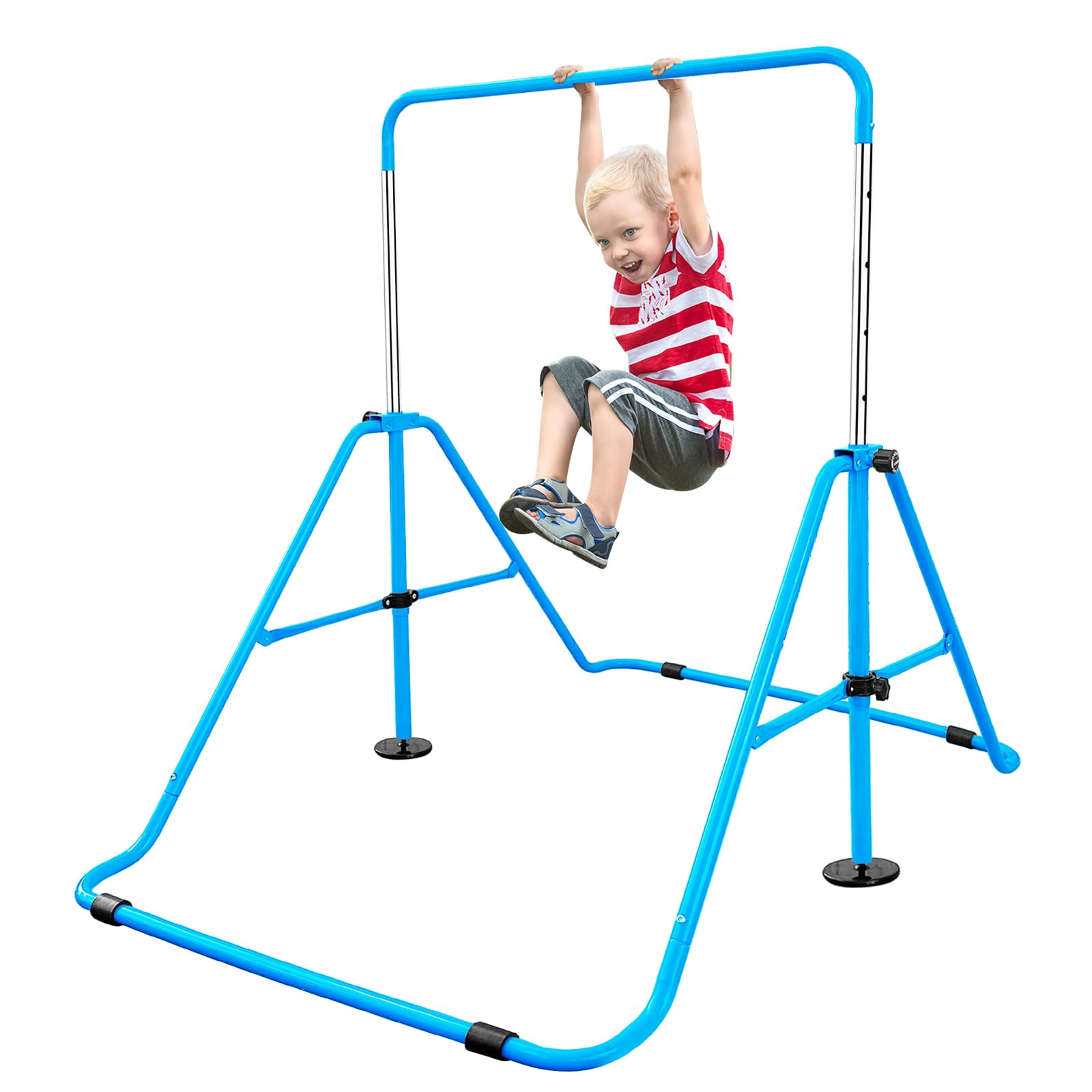 Adjustable Gymnastics Bar for Kids - 9 Height Levels, 200LBS Weight Capacity - Home Training Kip Bar with Swing Set - Perfect for Indoor Playrooms, Backyard Gymnastics Practice & Junior Athlete Development