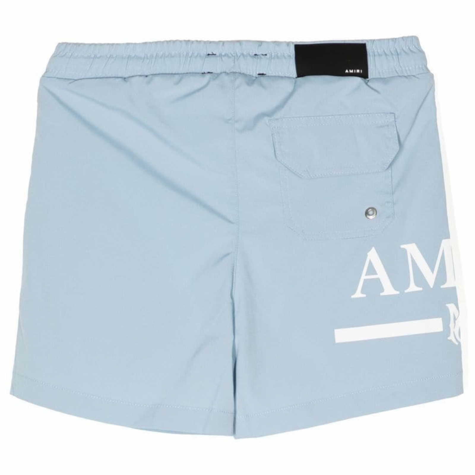 Amiri Baby Blue Logo Swim Shorts for Men - Stylish Beachwear & Poolside Comfort - Perfect for Summer Vacations, Swimming, and Resort Getaways