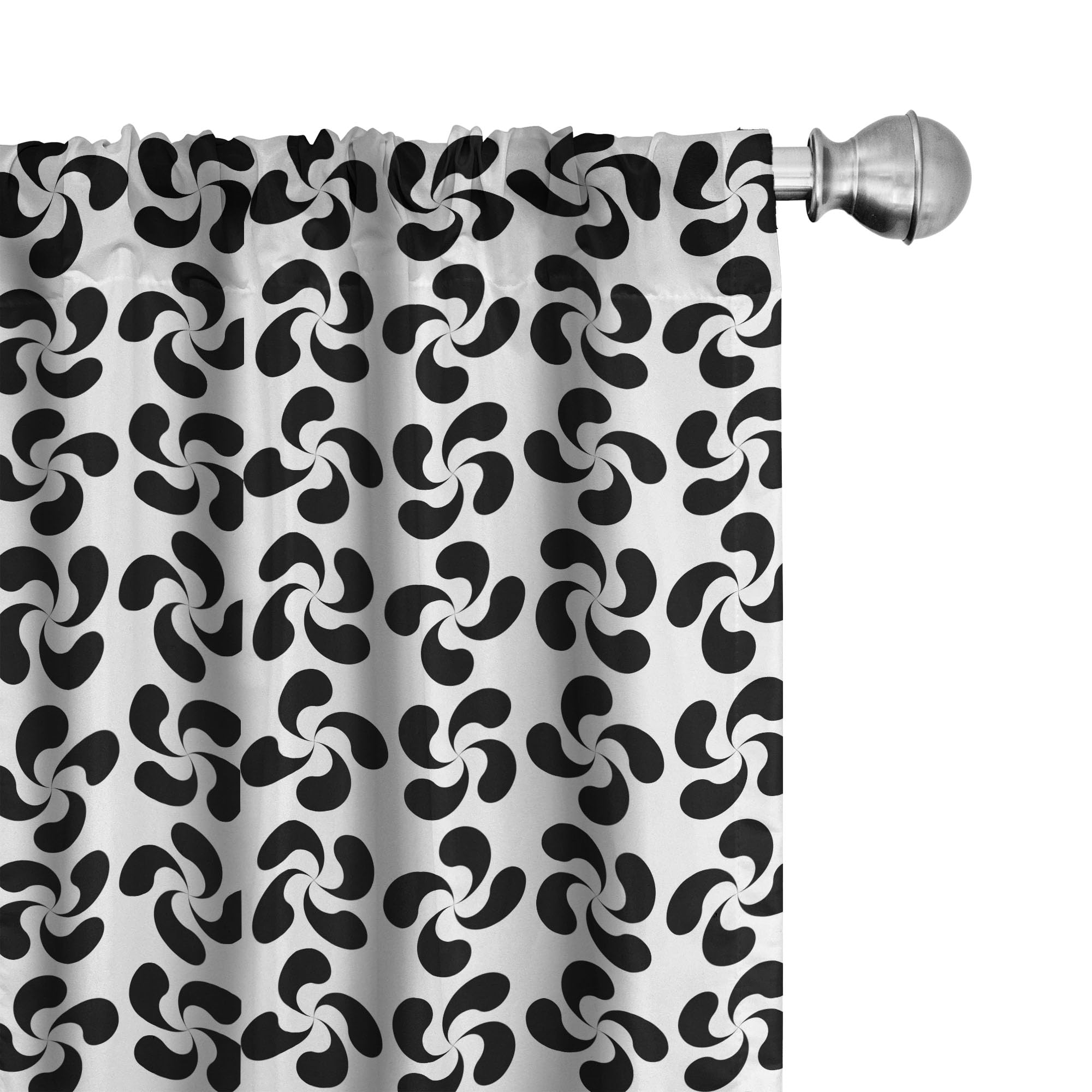 Ambesonne Pinwheel Curtains - Modern Black and White Flower Leaves Wind Wheels Design, 2 Panel Set (28