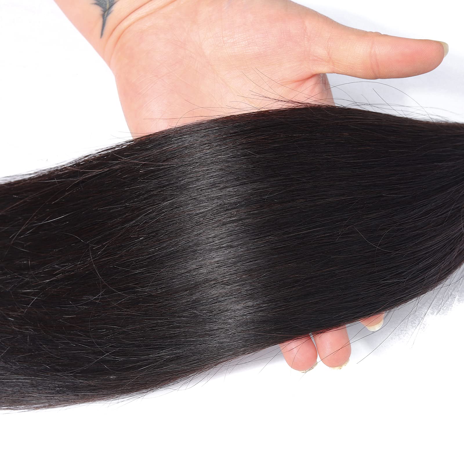 FQ Peruvian Straight 100% Human Hair Bundles with Lace Closure (10A Grade, 22 24 26+18 Inches) - Unprocessed Virgin Hair Weave for Black Women - Perfect for Daily Wear, Styling, and Protective Hairstyles