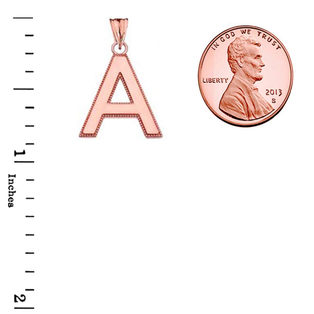 14K Rose Gold Personalized Milgrain Initial 