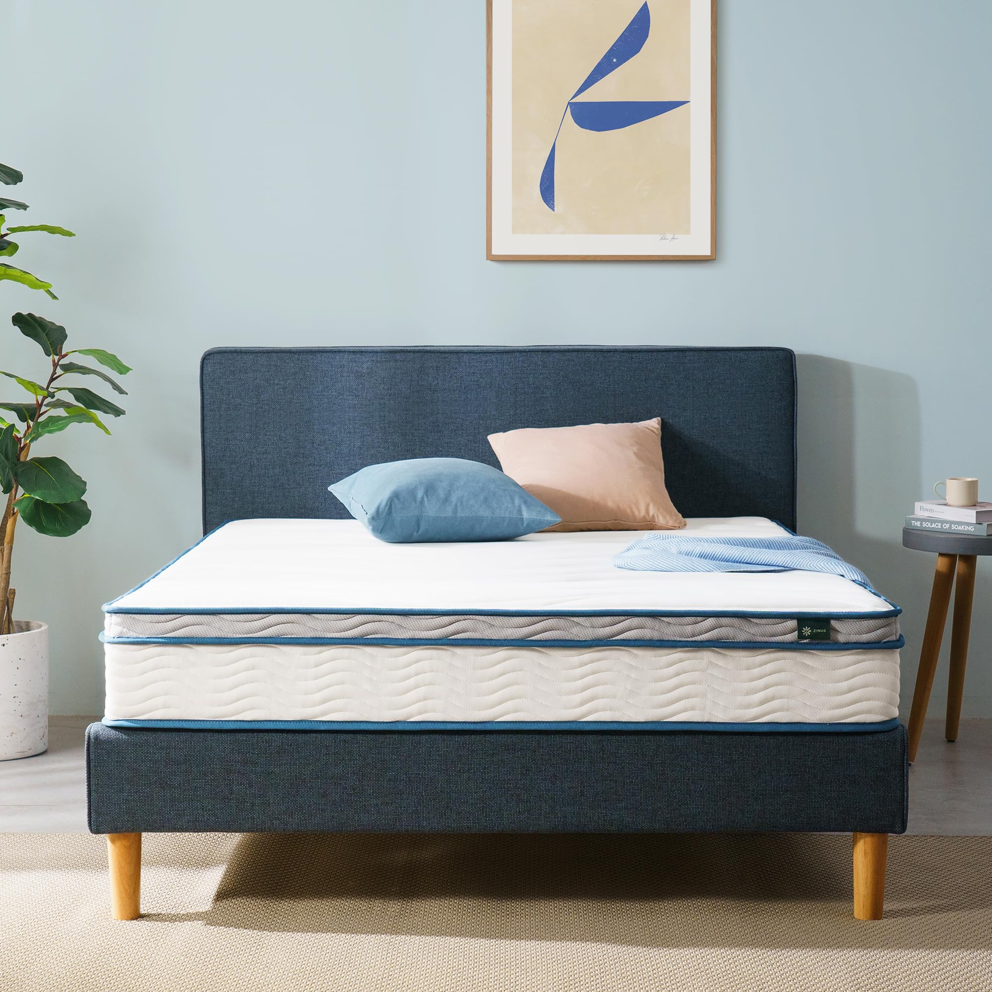 ZINUS 8 Inch Spring Sensation Hybrid Mattress - Queen Size, Fiberglass Free, Medium Firm Support, CertiPUR-US Certified Foam & Fabric, Mattress in a Box - Perfect for Bedrooms, Guest Rooms & Small Spaces