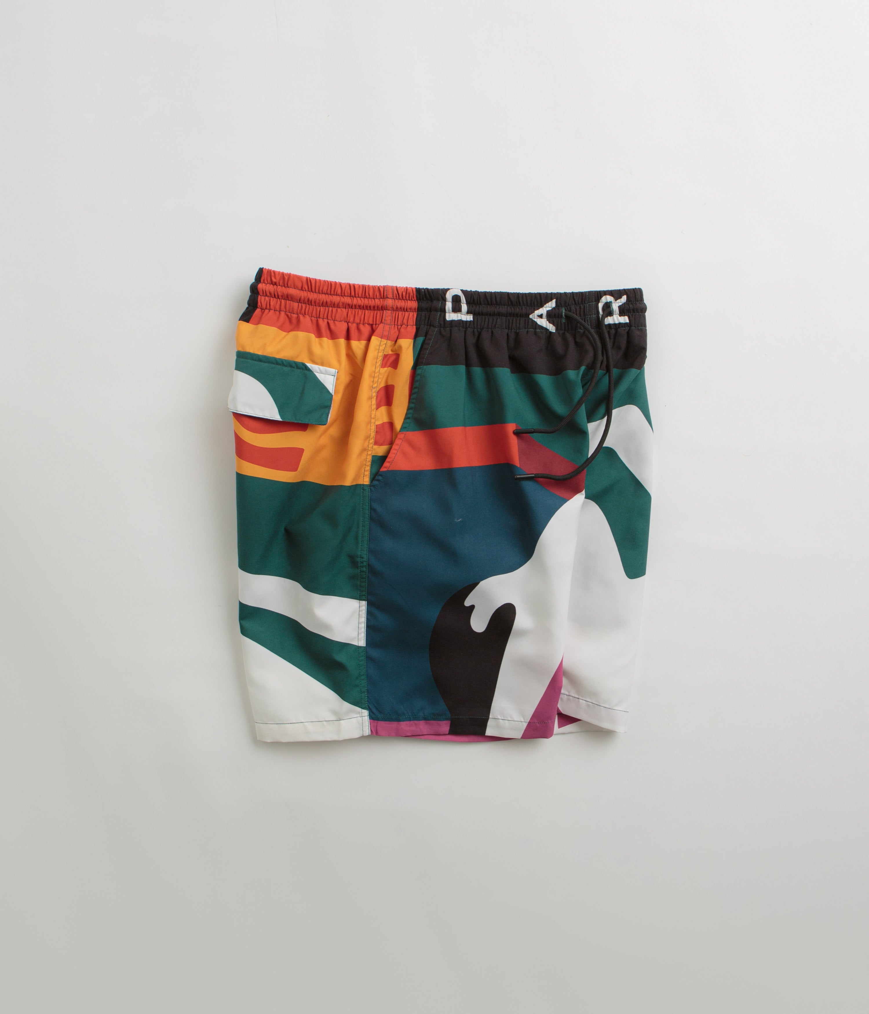 Parra Beached In White Swim Shorts for Men - Quick Dry Beach Swimwear with Multi Pocket - Perfect for Swimming, Surfing, and Summer Vacations