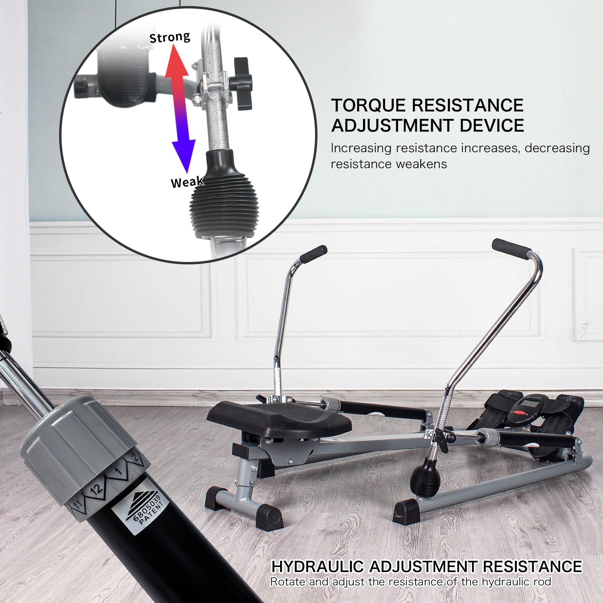 Leikefitness Foldable Hydraulic Rowing Machine with LCD Monitor - Full Body Exercise & Cardio Workout for Home Gym | Perfect for Small Spaces & Indoor Fitness Training