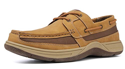 **Men's Brown Oak Memory Foam Slip-On Boat Shoes - Comfortable Casual Loafers for Walking, Travel & Outdoor Activities**
