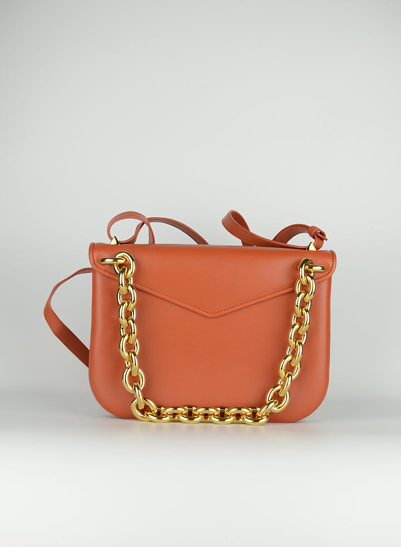 Bottega Veneta Orange Leather Envelope Bag - Luxury Crossbody Purse for Women, Perfect for Work, Travel & Evening Events
