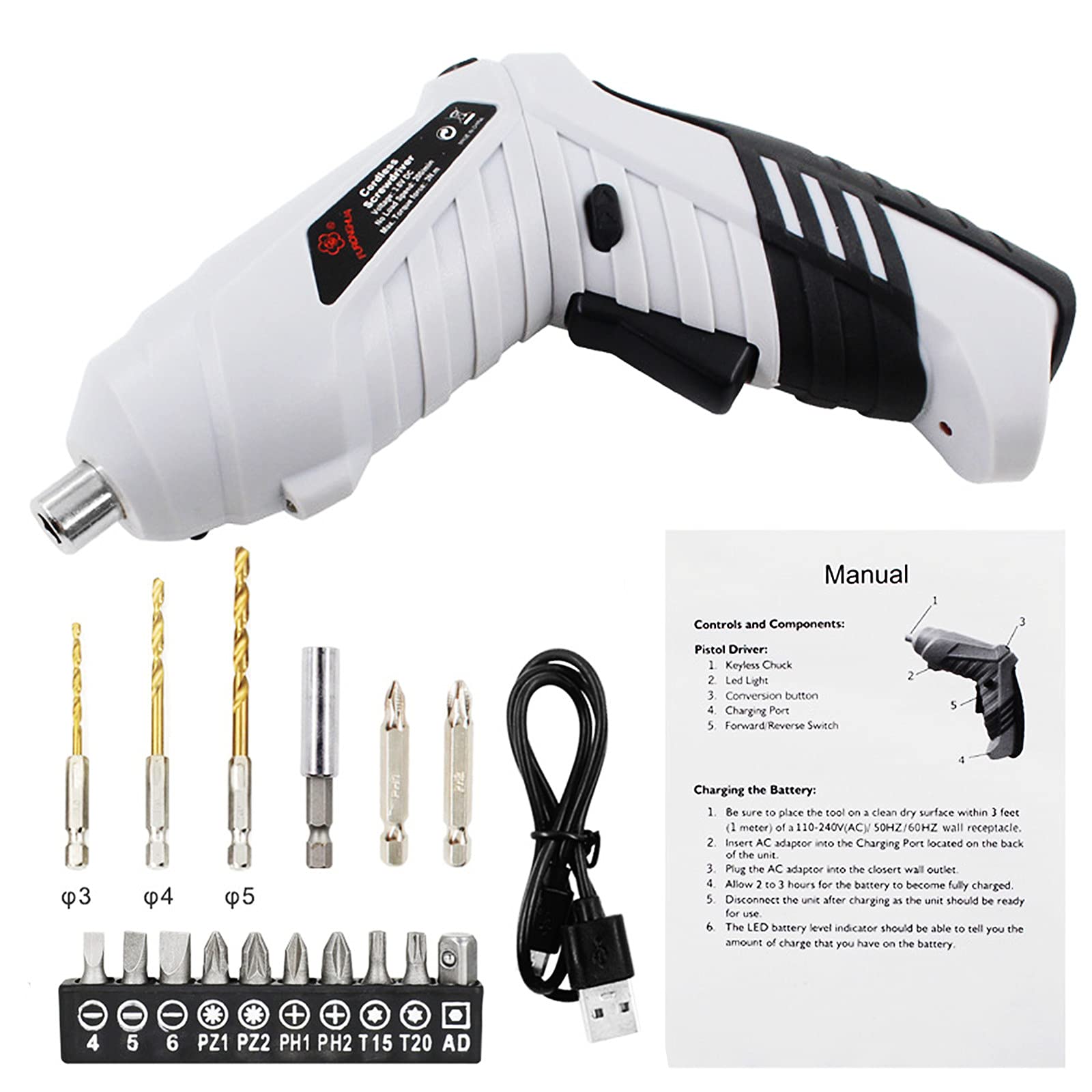 iKenta 20V Cordless Drill and Impact Driver Combo Kit with Rechargeable Battery, LED Light - Perfect for Drilling Walls, Floors, Metal, Wood, Bricks - Ideal for Home DIY Projects, Construction, and Woodworking