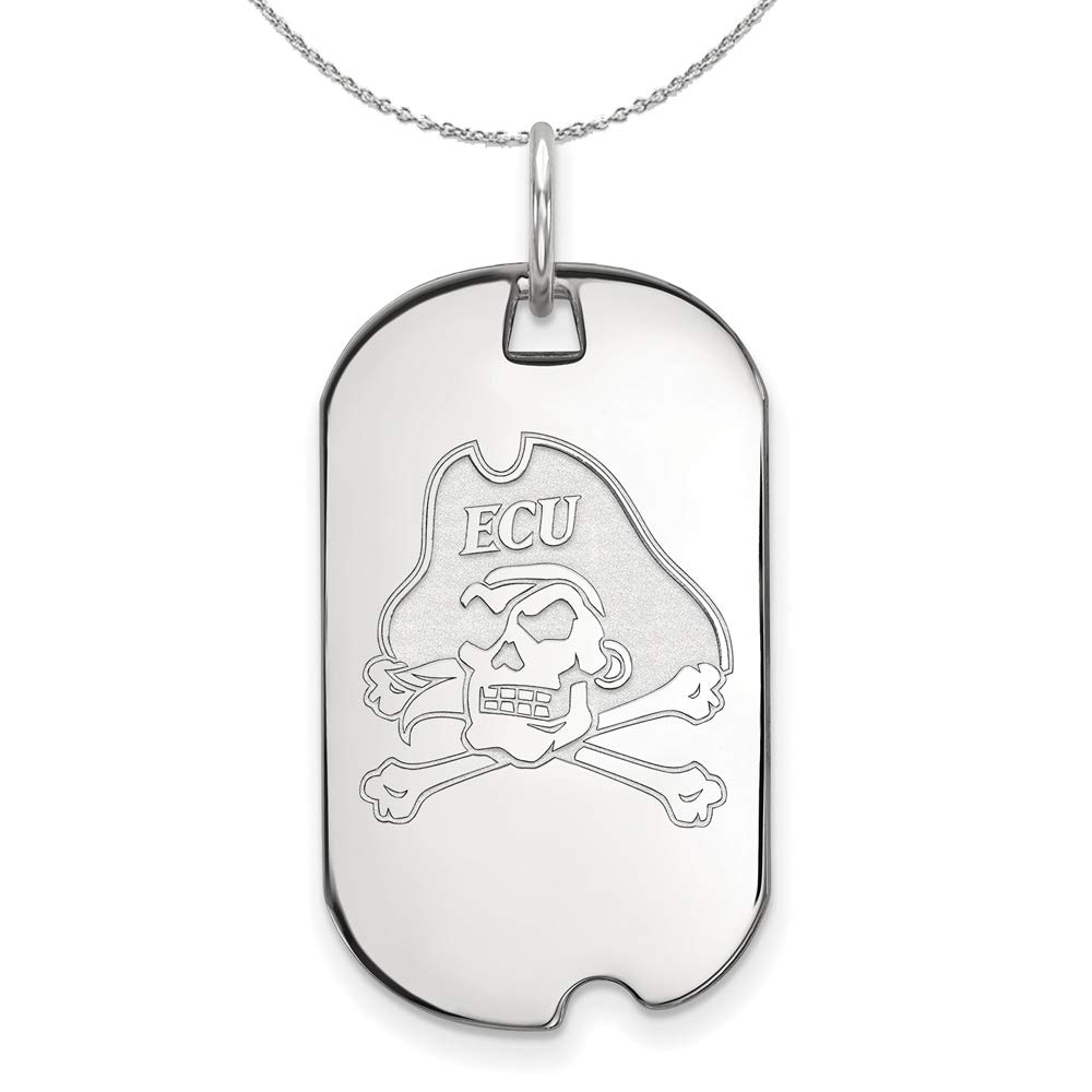 Black Bow Sterling Silver East Carolina U Dog Tag Pendant Necklace - Perfect for Graduation Gifts, School Spirit Jewelry & Everyday Wear