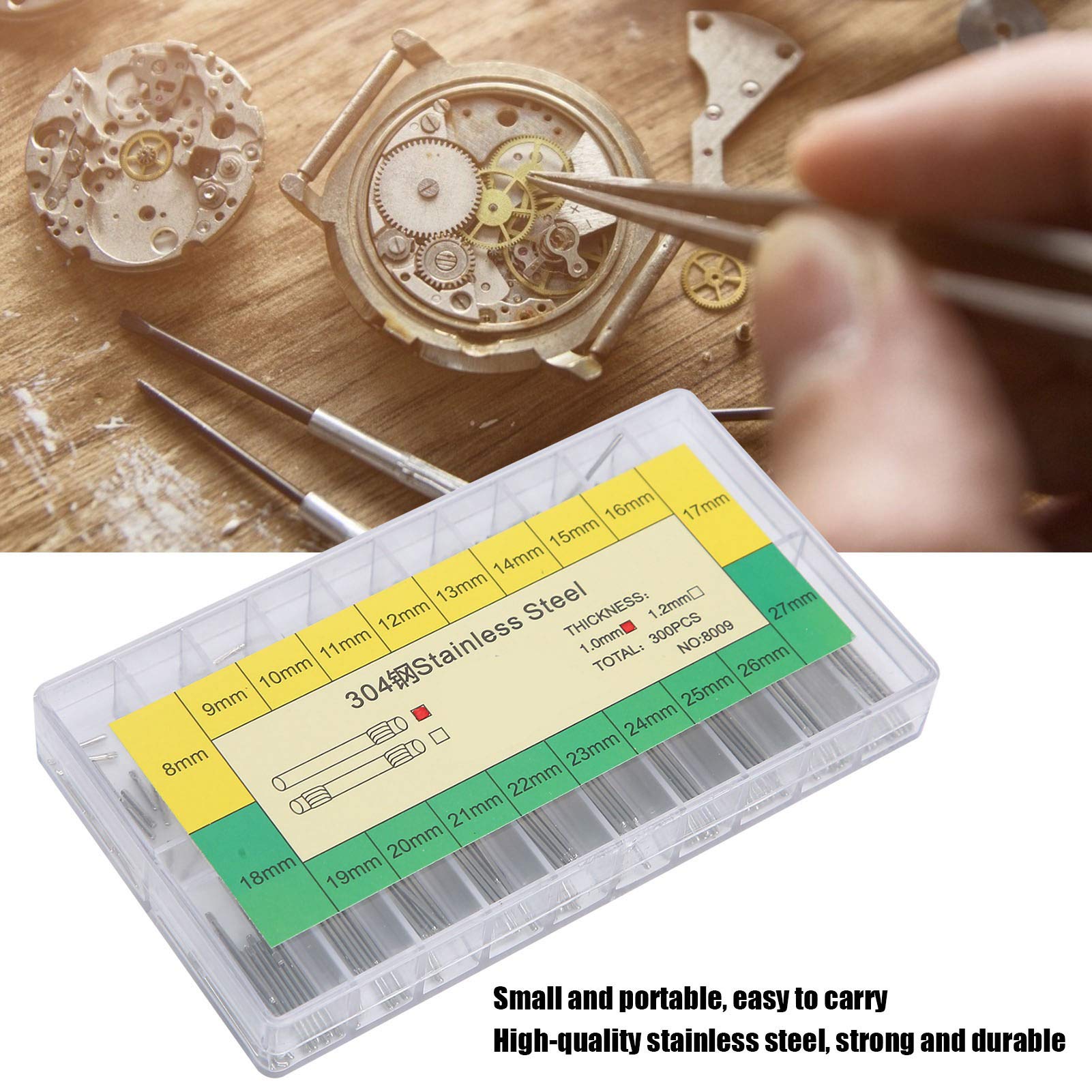 HURRISE 8-27mm Watch Band Link Pins Set - Professional Watch Repair Tools with Spring Pins for Watchmakers | Perfect for Watch Band Adjustment & Maintenance