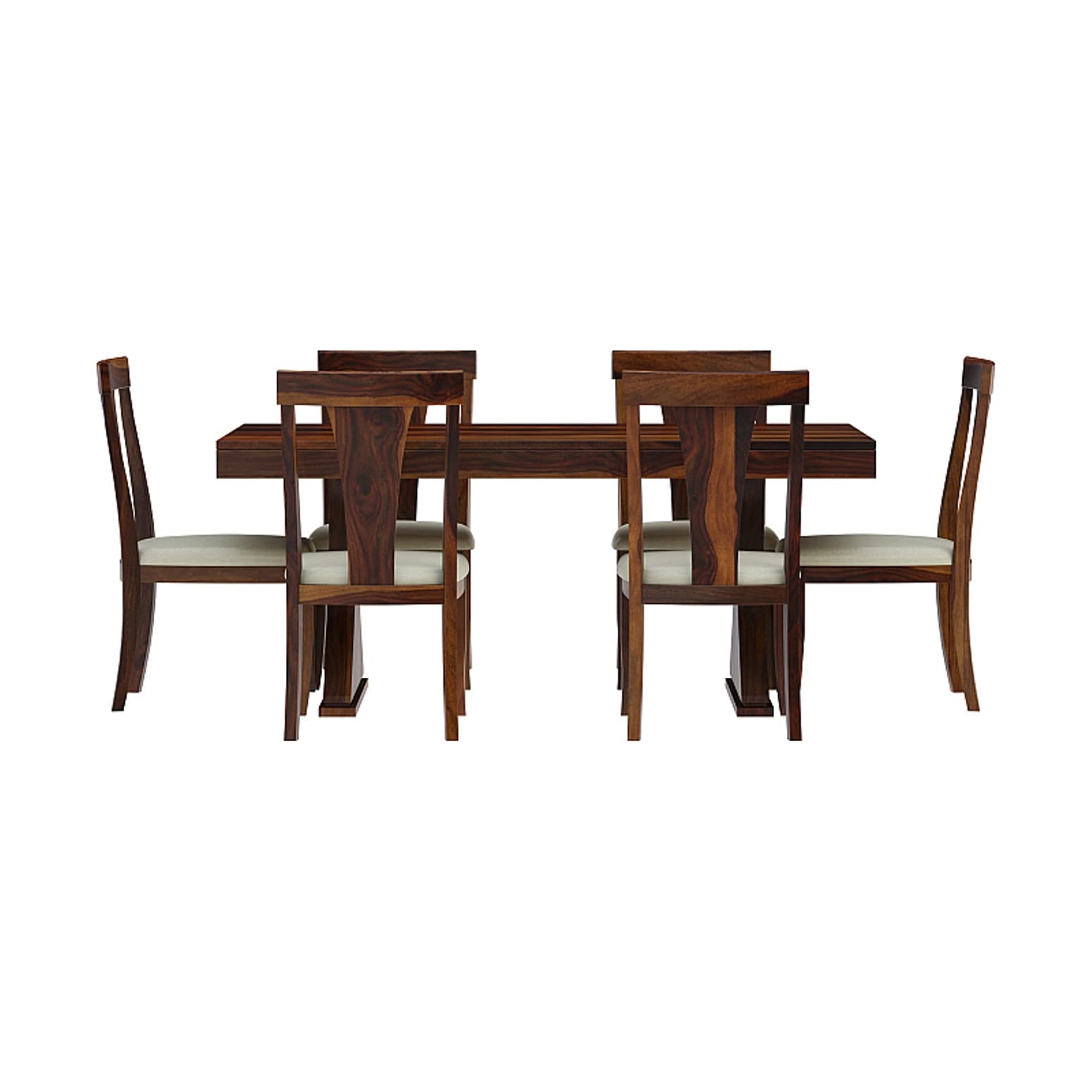 Premium Sheesham Wood 6-Seater Dining Table Set with 6 Cushioned Chairs - Solid Wood Furniture for Home, Living Room, Hall, Hotels & Restaurants (Brown Finish) | 1 Year Warranty | Perfect for Family Dinners, Entertaining Guests & Commercial Dining Spaces