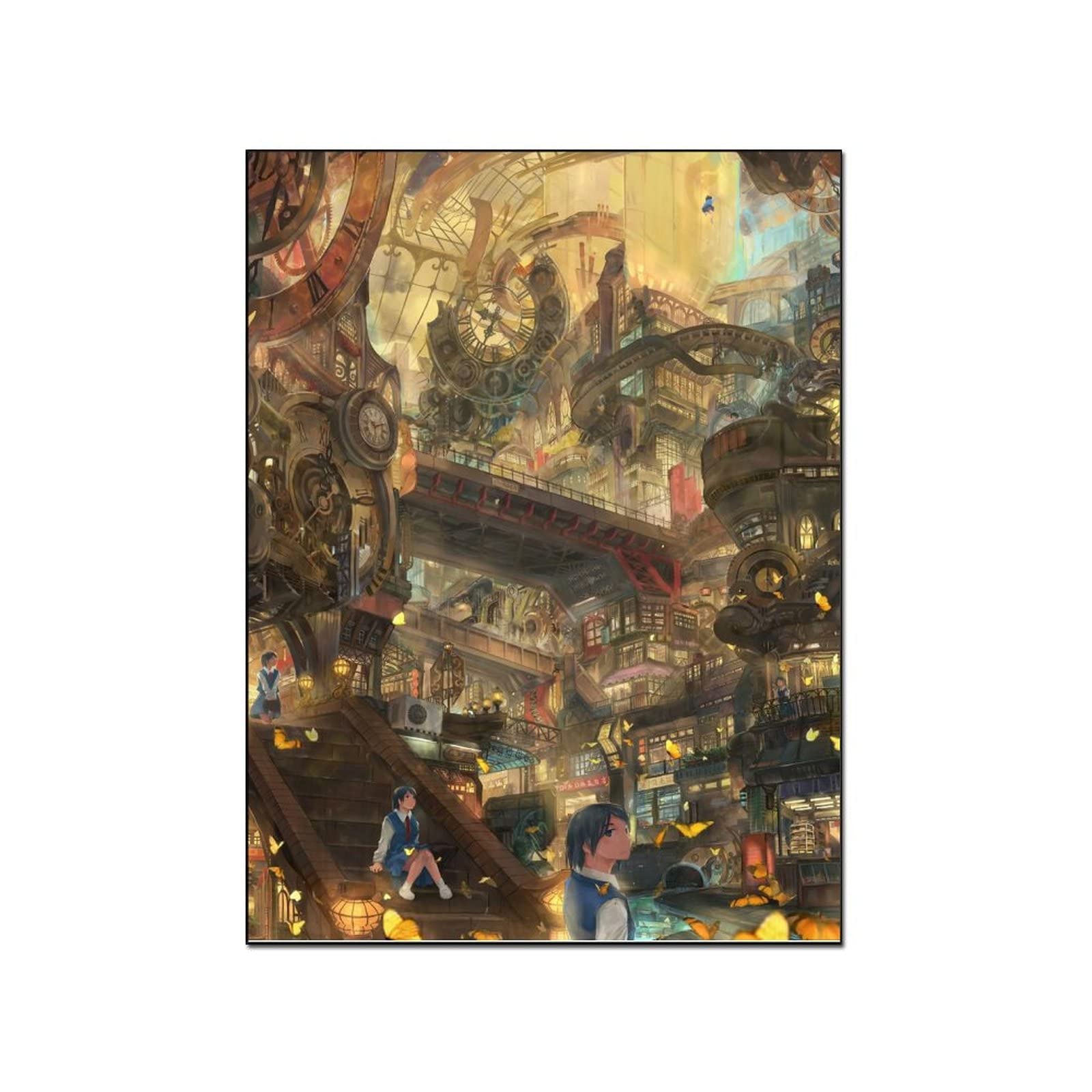 Anime Poster Canvas Wall Art - Time Loss Painting for Bedroom & Living Room Decor - 24x32 Inches (60x80cm) Framed Style - Perfect for Anime Fans' Home, Office & Game Room Decorations