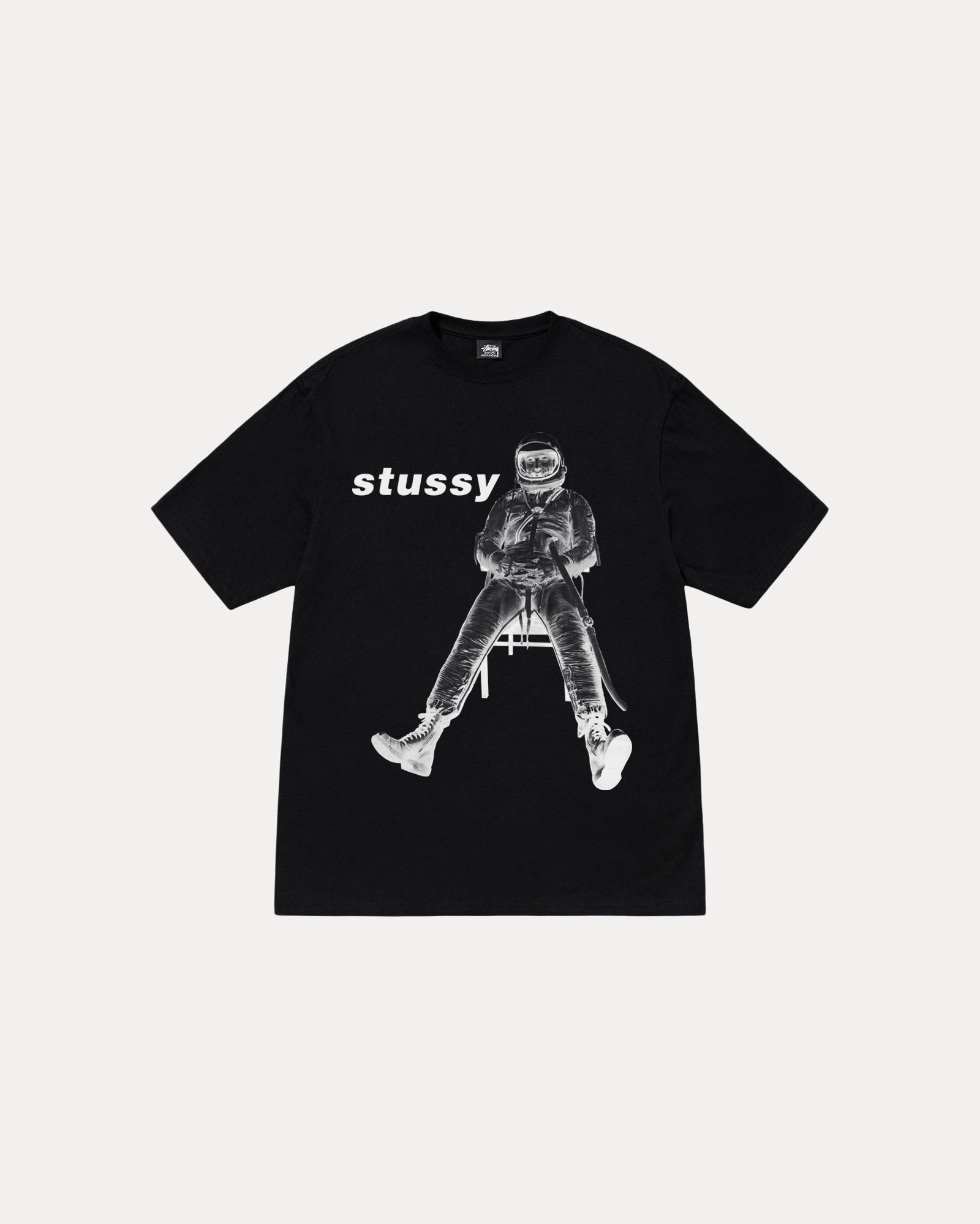 1905107 Astronaut Graphic T-Shirt for Men - Black Cotton Crewneck Tee - Perfect for Casual Wear, Space Enthusiasts & Everyday Outfits