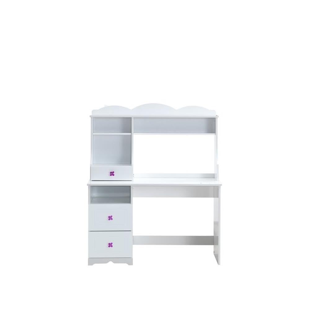 BOWERY HILL Modern White Contemporary Desk Table - Perfect for Home Office, Study Room & Workspace