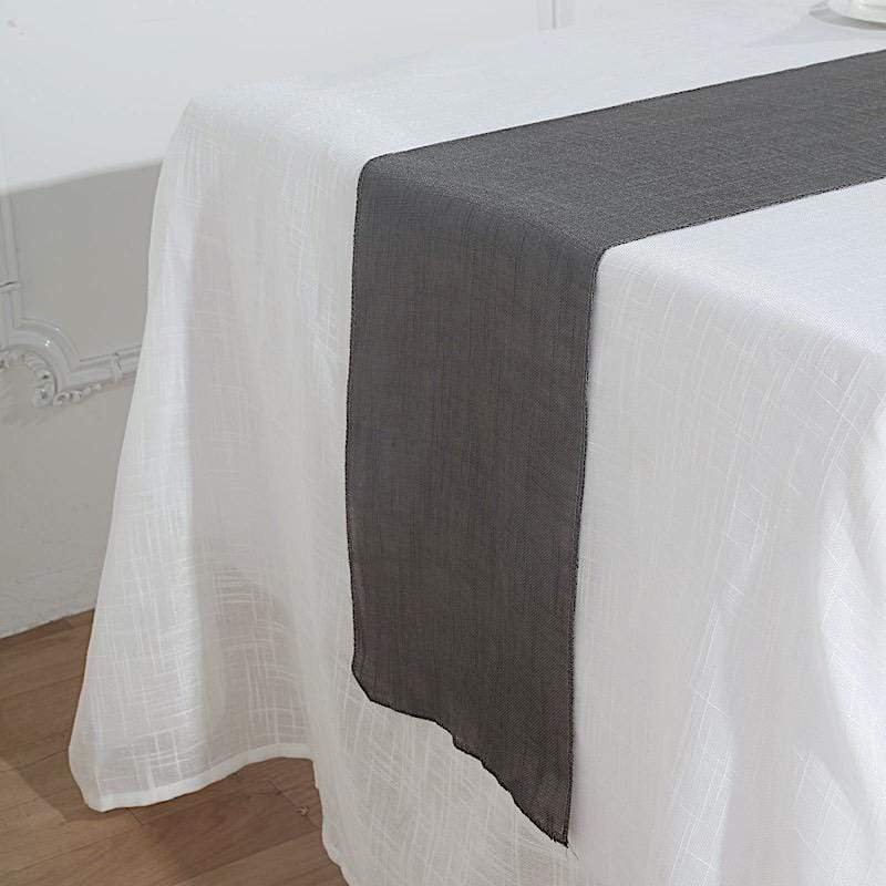 12x108 Inch Premium Faux Burlap Polyester Table Runner - Elegant Dining Decor for Weddings, Parties & Holiday Tablescapes