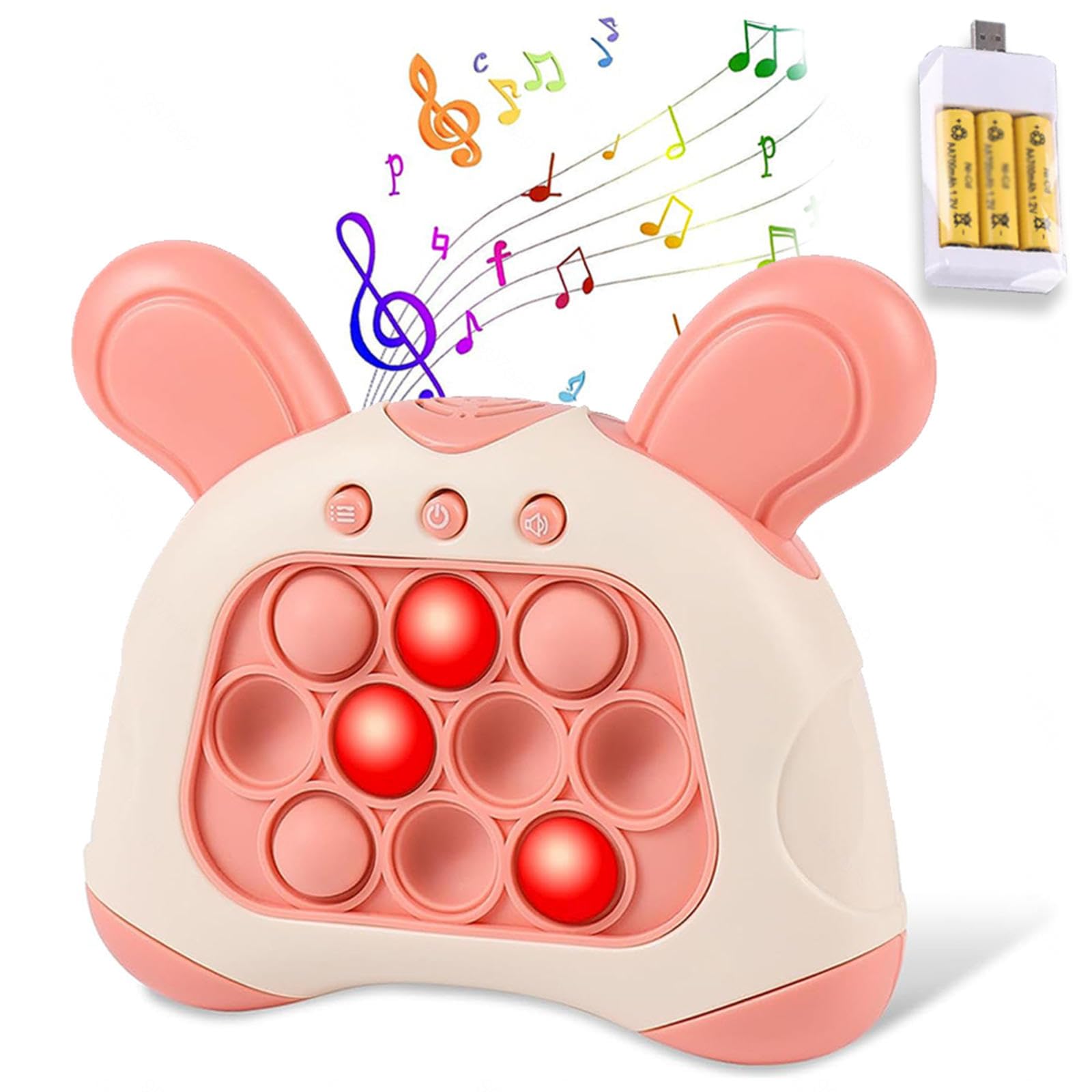 Quick Push Game Console - Multifunctional Stress Reliever & Educational Toy for Kids Ages 7+ | Includes 3 Batteries & Charging Kit | Pink Color | Perfect for Classroom, Office, Travel & Anxiety Relief
