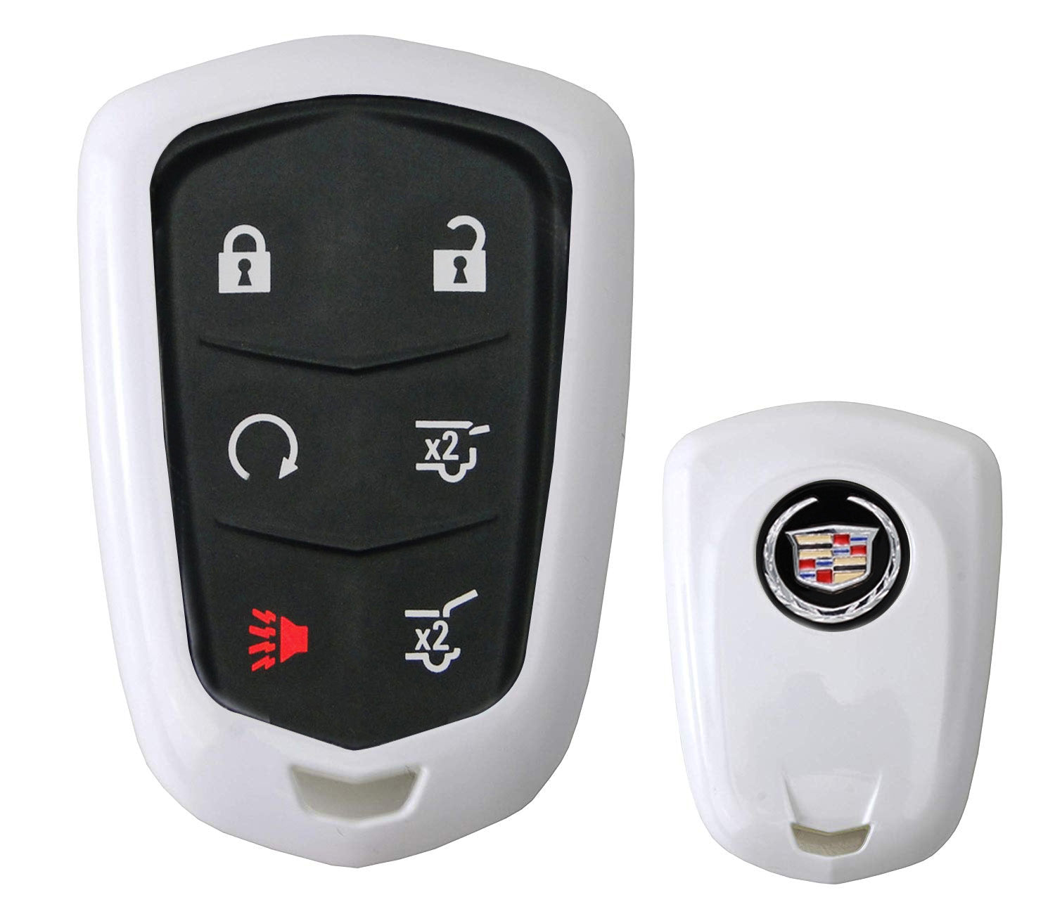 Glossy White Smart Key Fob Shell Replacement for 2015+ Cadillac ATS CTS XTS Escalade - Perfect Fit, Durable Cover for Keyless Entry Remote (Ideal for Daily Use, Car Enthusiasts & Vehicle Protection)