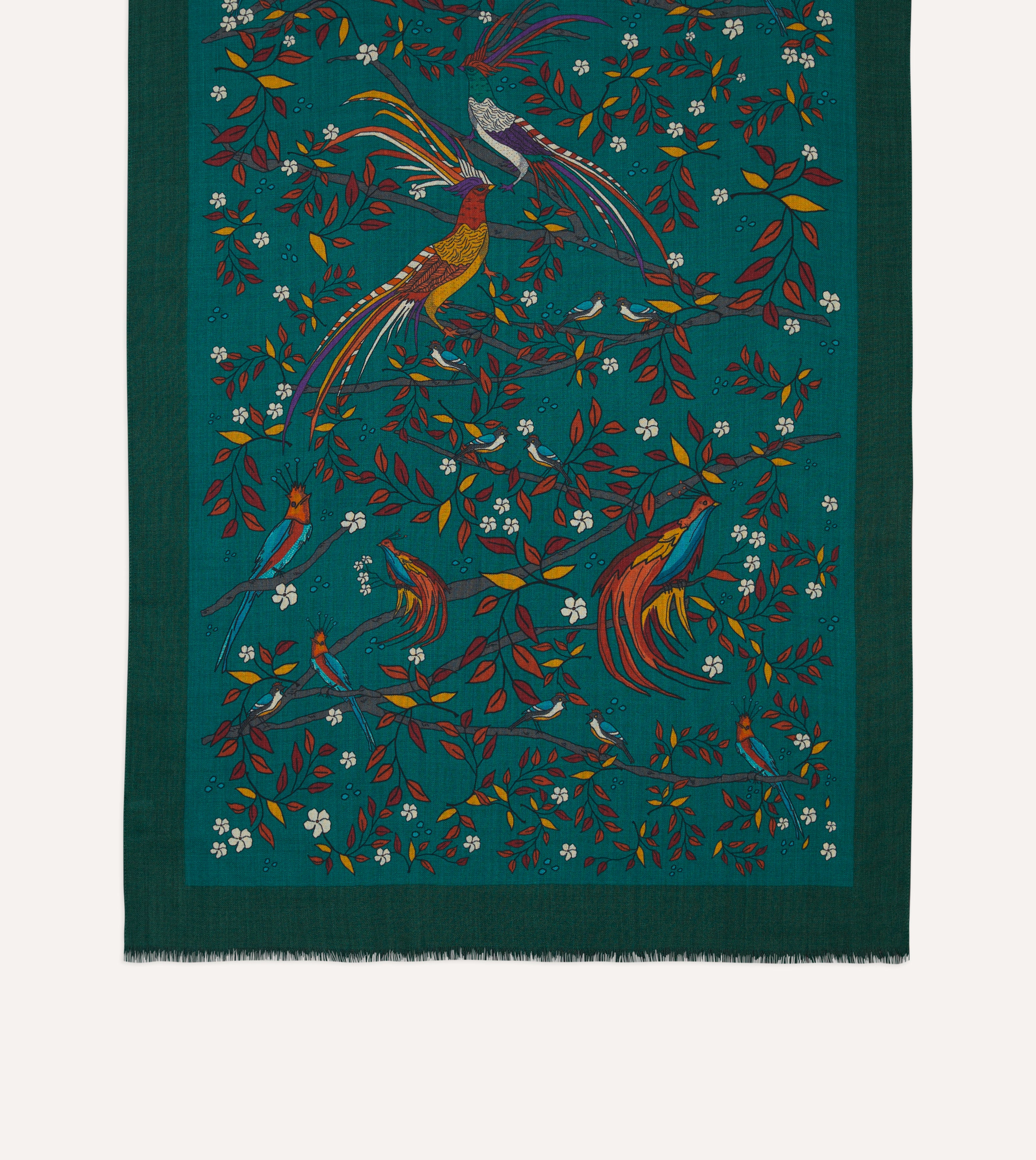 Stylish Green Birds of Paradise Print Wool Scarf - Soft Winter Fashion Accessory for Women - Perfect for Cold Weather, Office Wear & Holiday Outfits