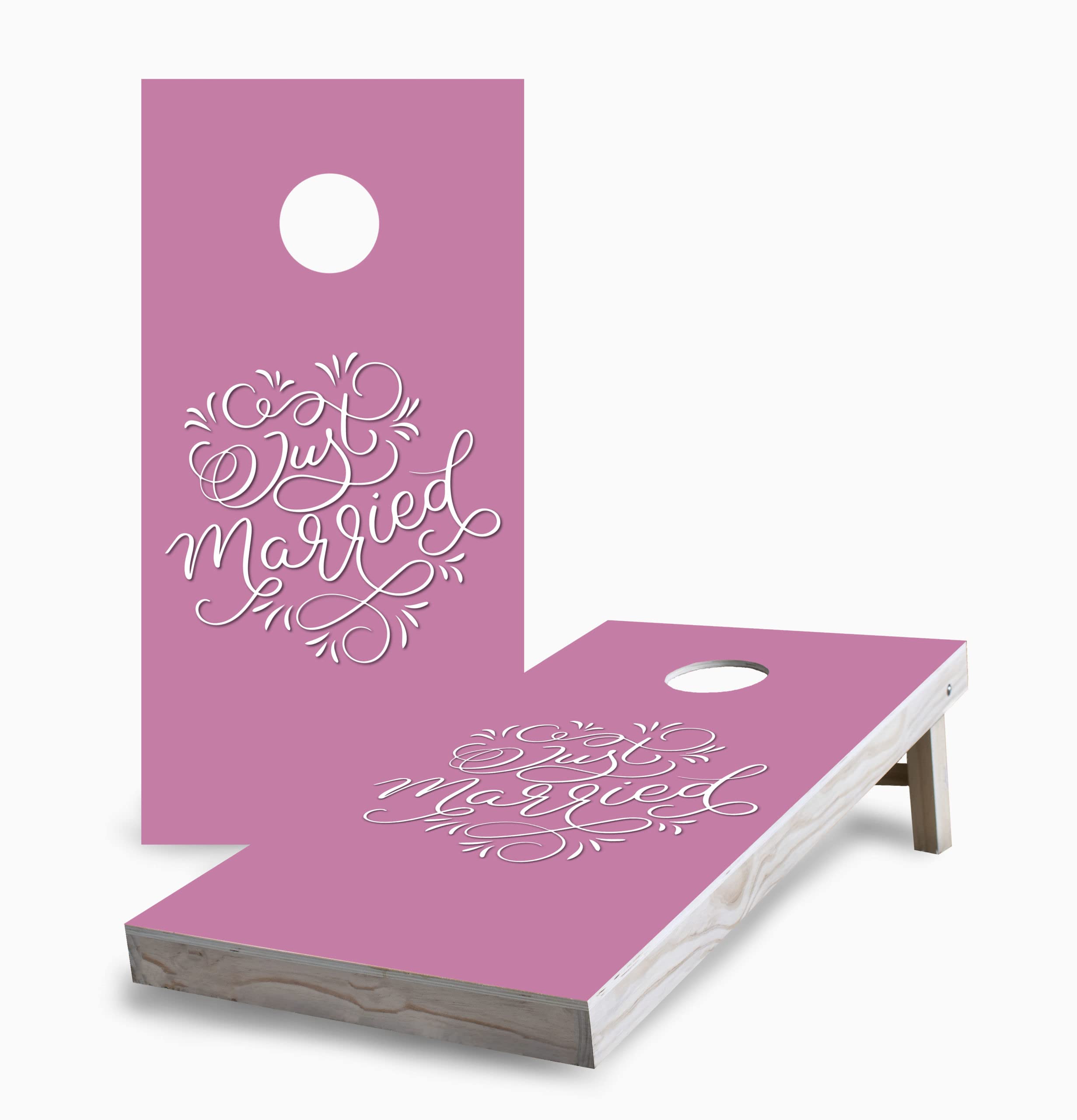 Skip's Garage Just Married Wedding Corn Hole Board Set - 2 Boards & 8 Bags - Perfect for Outdoor Parties, Backyard Games, and Wedding Receptions