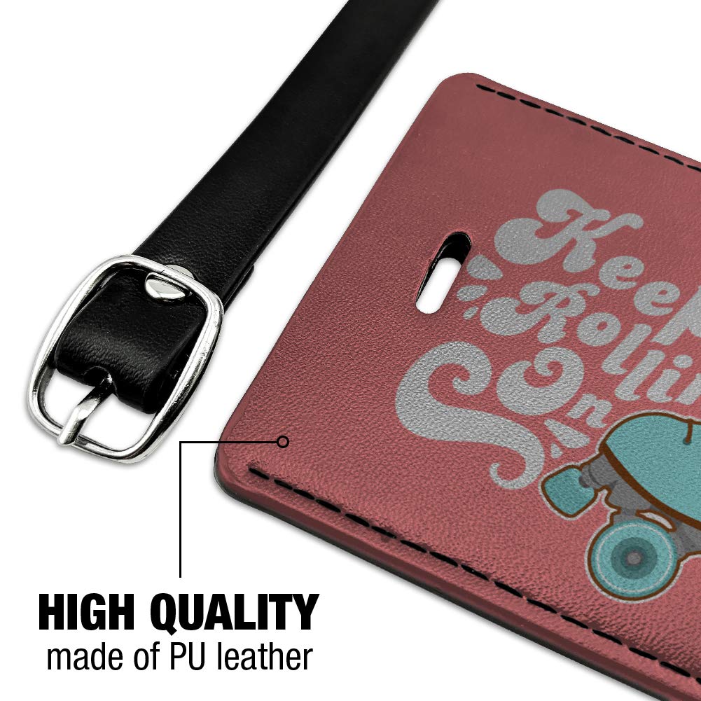 Roller Skates Derby - Keep On Rolling Leather Luggage Tag & ID Card Holder - Perfect for Travel, Skating Events & Personal Identification