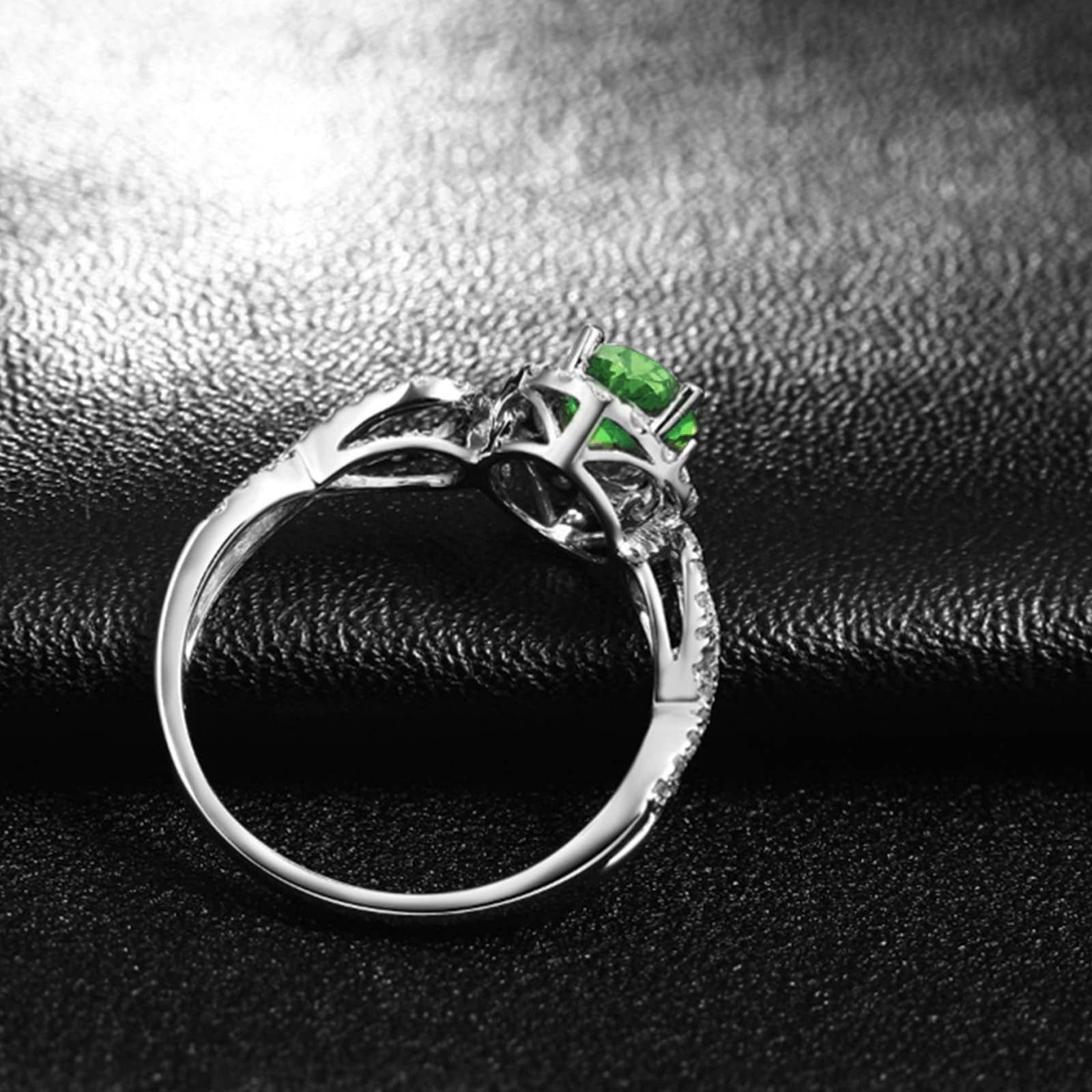 Gualiy Women's 925 Sterling Silver Wedding Band - Green Oval Cubic Zirconia Engagement Ring for Women Size 4-11 | Perfect for Bridal, Anniversary & Special Occasions