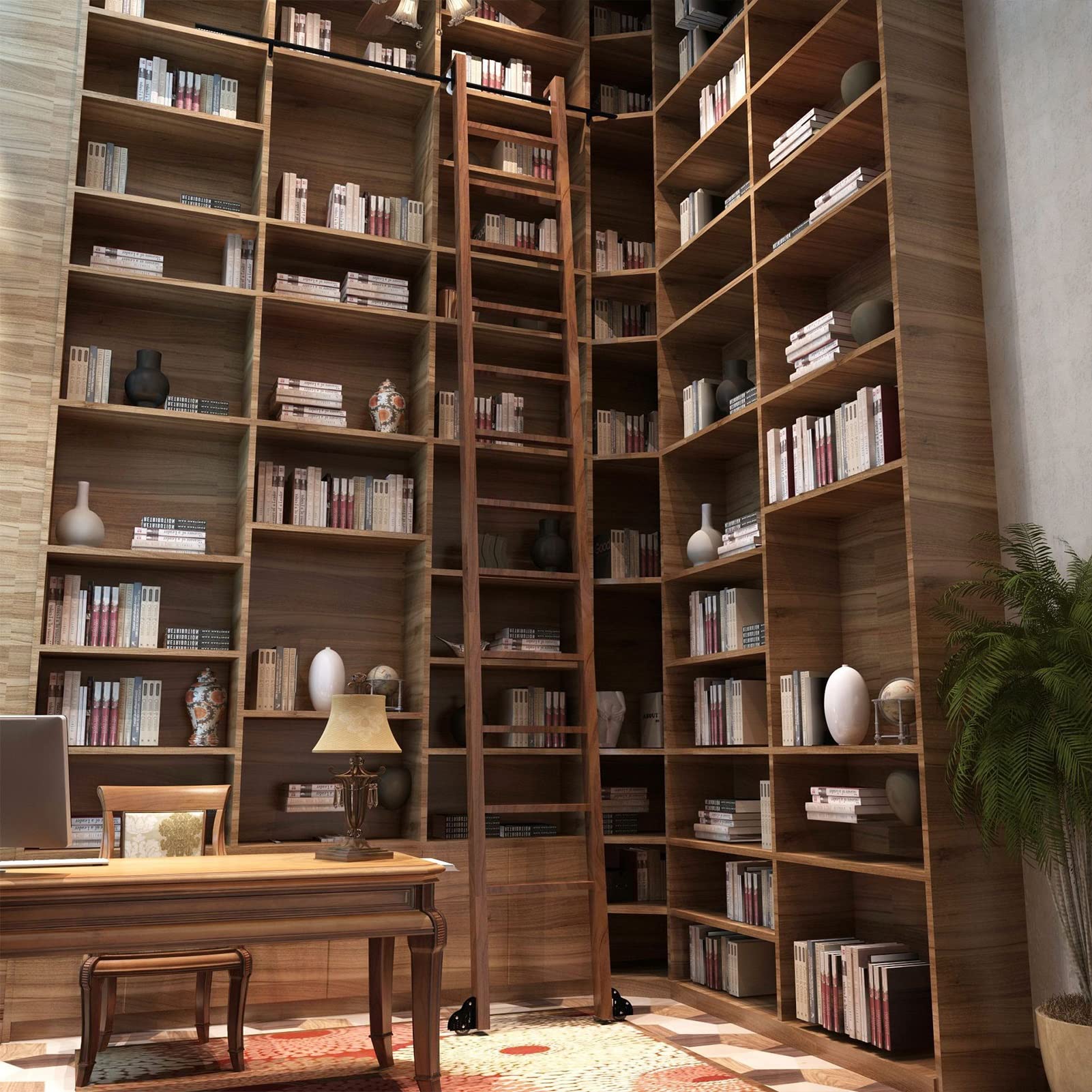 3.3ft to 20ft Rolling Ladder Hardware Kit - Sliding Library Ladder Rail System (Ladder Not Included) - Perfect for Home Libraries, Lofts, and Warehouse Storage Access