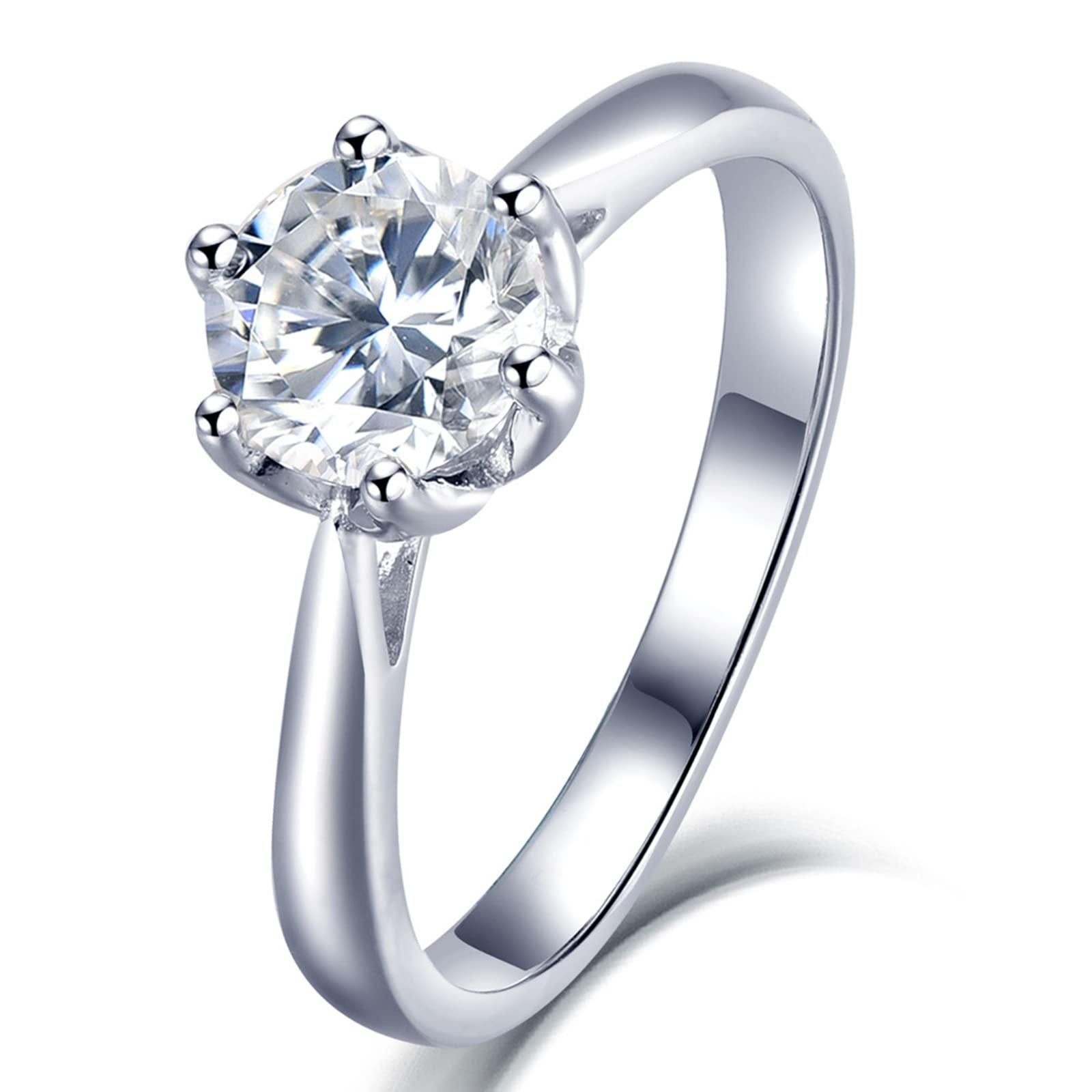 Sterling Silver Women's Rings - White Gold Crown Zirconia Wedding Bands for Women | Elegant Bridal Jewelry for Engagement, Anniversary & Special Occasions