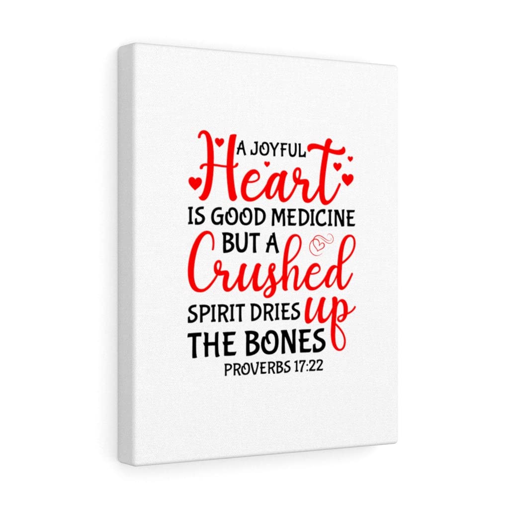 Christian Wall Art with Bible Verse - Proverbs 17:22 Scripture Print for Home Decor | Ready to Hang Joyful Heart Gift for Wedding, Housewarming & Christian Family