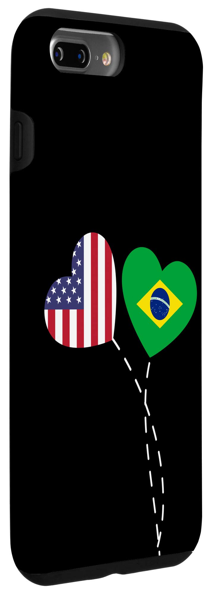 iPhone 7 Plus/8 Plus Protective Case with USA Flag & Heart Design - Perfect for Brazilian Americans & Patriotic Phone Accessories | Great for Everyday Use, Travel & Showing National Pride