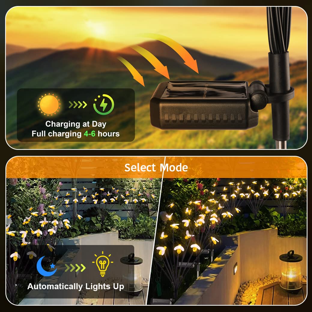 Solar Firefly Lights - 20 LED Waterproof Outdoor Garden Lights for Patio & Pathway Decor