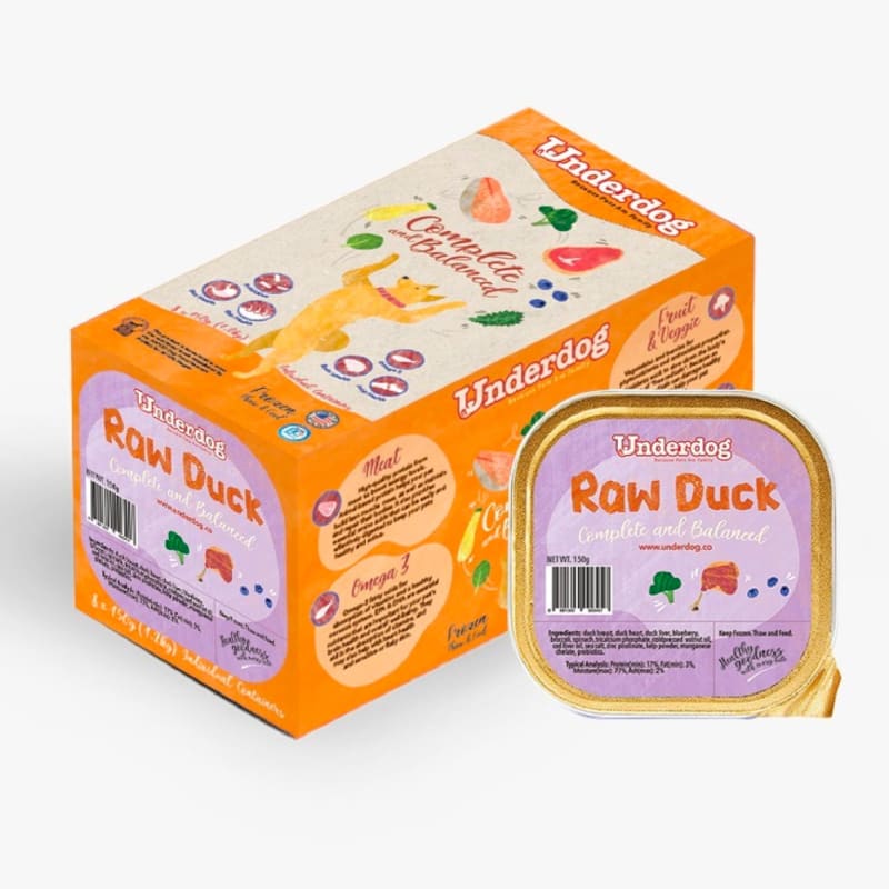 Underdog Duck Raw Frozen Dog Food 1.2kg - Grain-Free, High-Protein Natural Diet for Dogs - Perfect for Puppies, Adult & Senior Dogs - Mealtime & Training Treats