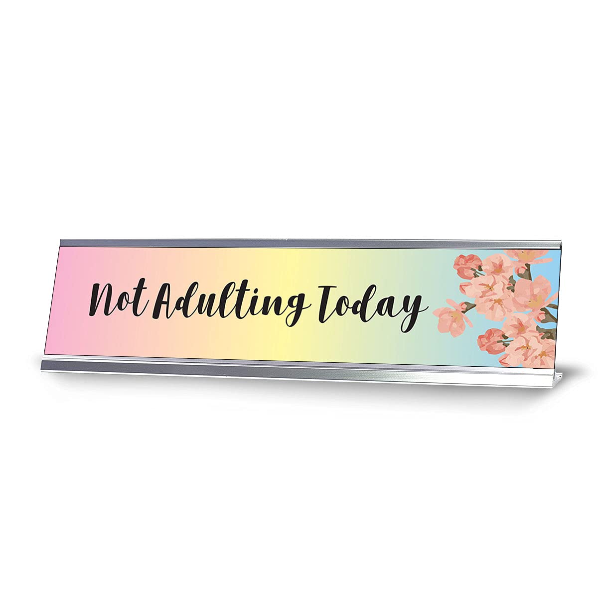 Not Adulting Today Desk Sign - Funny Office Decor, Motivational Quote Plaque (2 x 8 Inches) - Perfect for Work Desks, Home Offices & Gifts