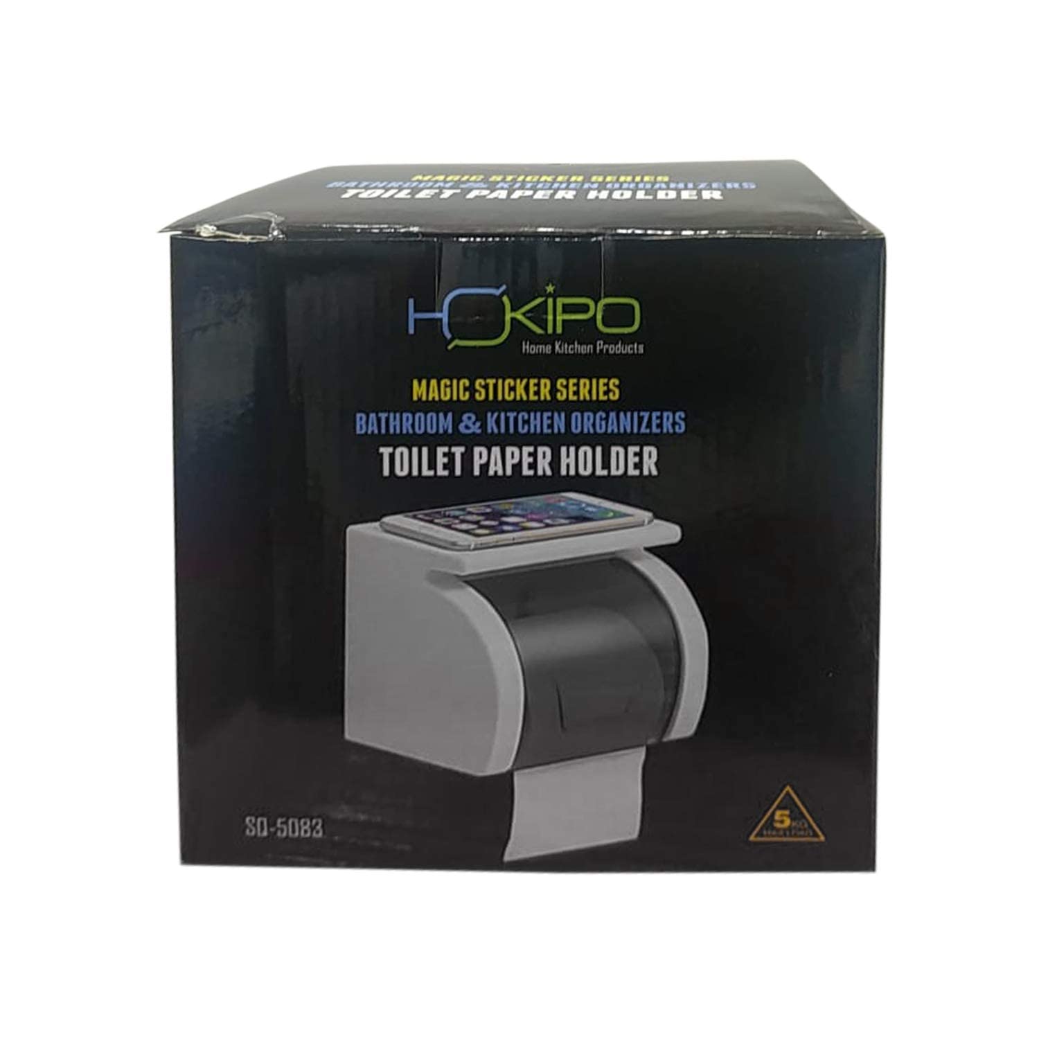 HOKIPO® Magic Sticker Series Toilet Paper Holder with Mobile Stand - No Drill Bathroom Organizer (Model AR1499) | Perfect for Small Bathrooms, RVs & Apartments