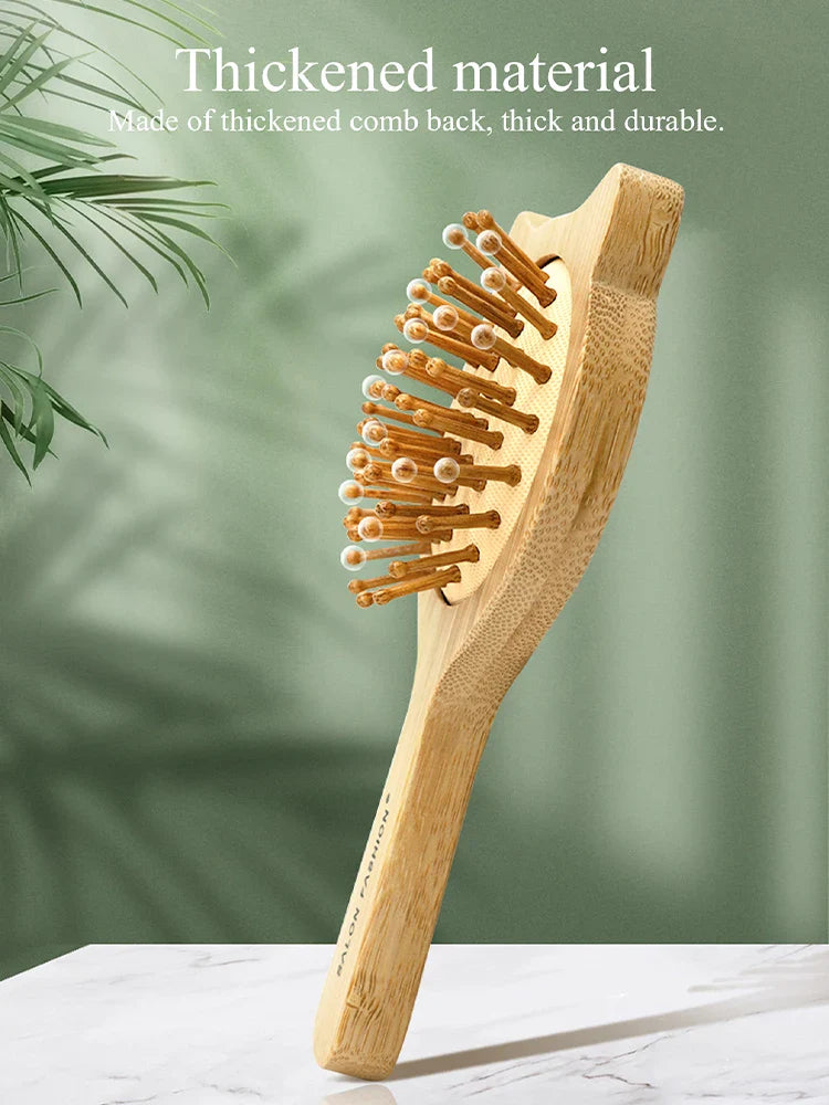 Bamboo Hair Brush for Scalp Massage - Natural Wooden Scalp Massager for Relaxation & Hair Growth - Perfect for Stress Relief & At-Home Spa Treatments