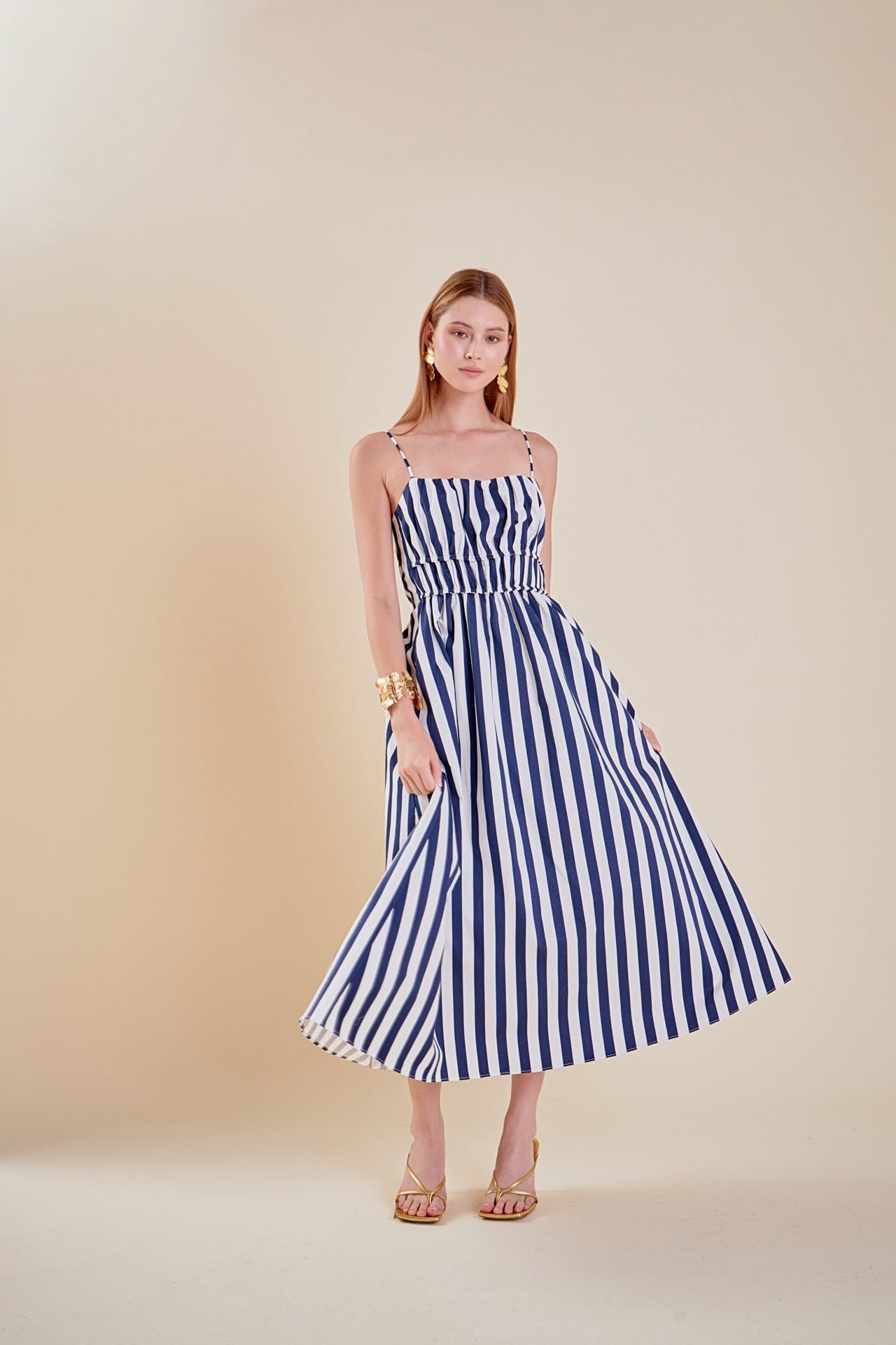 English Factory Striped Sleeveless Maxi Dress for Women - Summer Beach Vacation, Garden Party & Casual Outfit