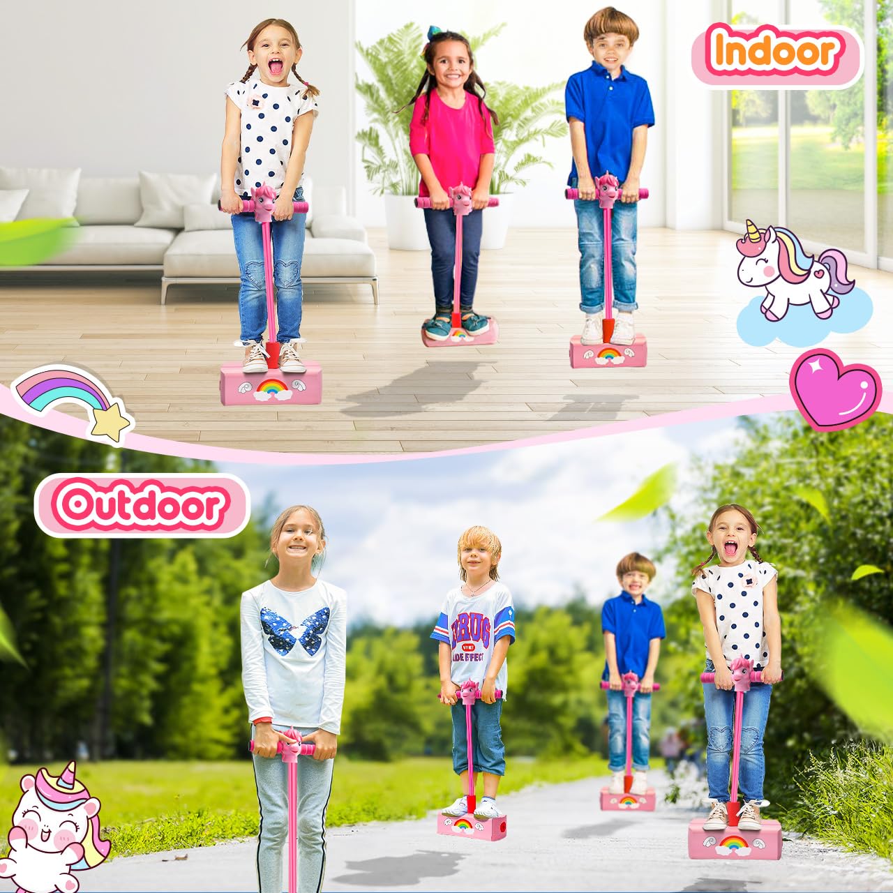 **CUUGO LET'S GO! Kids Foam Pogo Stick Jumper - Safe & Fun Outdoor/Indoor Toy for Boys & Girls Ages 3-12 | Promotes Exercise & Growth | Perfect Gift for Christmas, Birthdays & Stocking Stuffers | Great for Playtime, Backyard Fun & Active Kids**