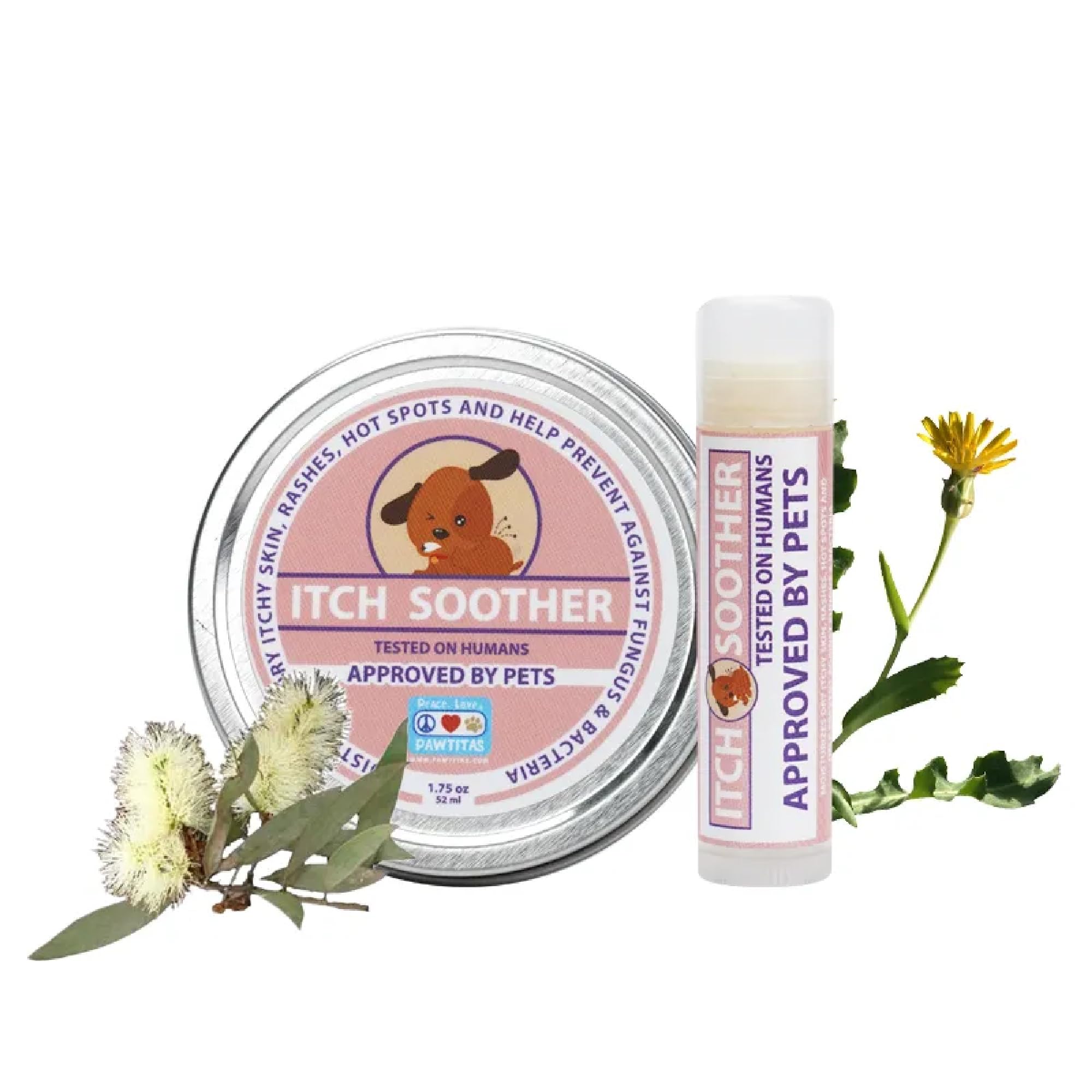 Organic Pawtitas Itch Soothing Dog Balm - Instant Relief for Itchy Skin, Hot Spots, Rashes & Dry Coat - Made with Almond Oil & Goldenseal - 1.75oz - Soothes Puppy Skin Irritations After Bathing, Grooming or Outdoor Activities