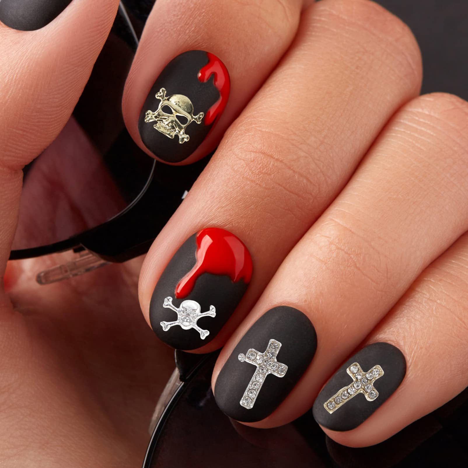 Minkissy 3 Sets Halloween Nail Charms - Skull Beads Nail Art Decorations, Skeleton Nail Jewelry Kit with 90pcs (30pcs*3) for DIY Nail Designs - Perfect for Halloween Parties, Costume Nails & Gothic Nail Art