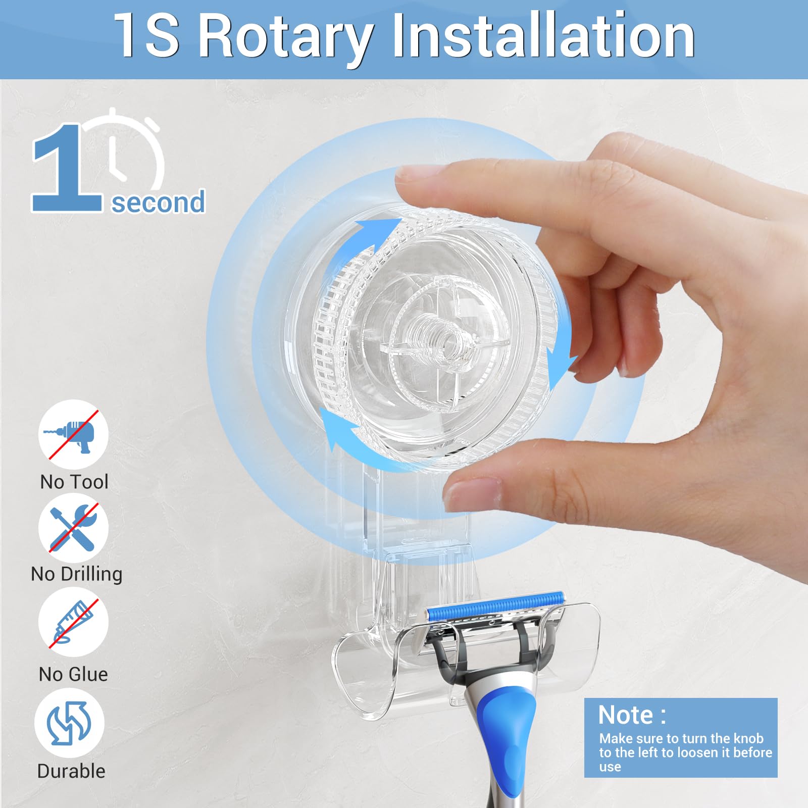 LUXEAR 4-Pack Shower Suction Cup Hooks - Strong Vacuum Wall Hangers for Razor, Loofah, Towel & Robe | Waterproof Bathroom & Kitchen Organizer | Perfect for Shower, Bath & Home Storage