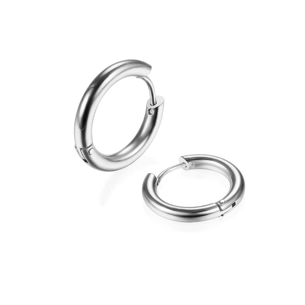 Hypoallergenic 316L Surgical Stainless Steel Huggie Hoop Earrings - 6mm 8mm 10mm 11mm 12mm 14mm Cartilage Helix Lobes Earrings for Men & Women - Perfect for Everyday Wear, Work, Parties and Gifts