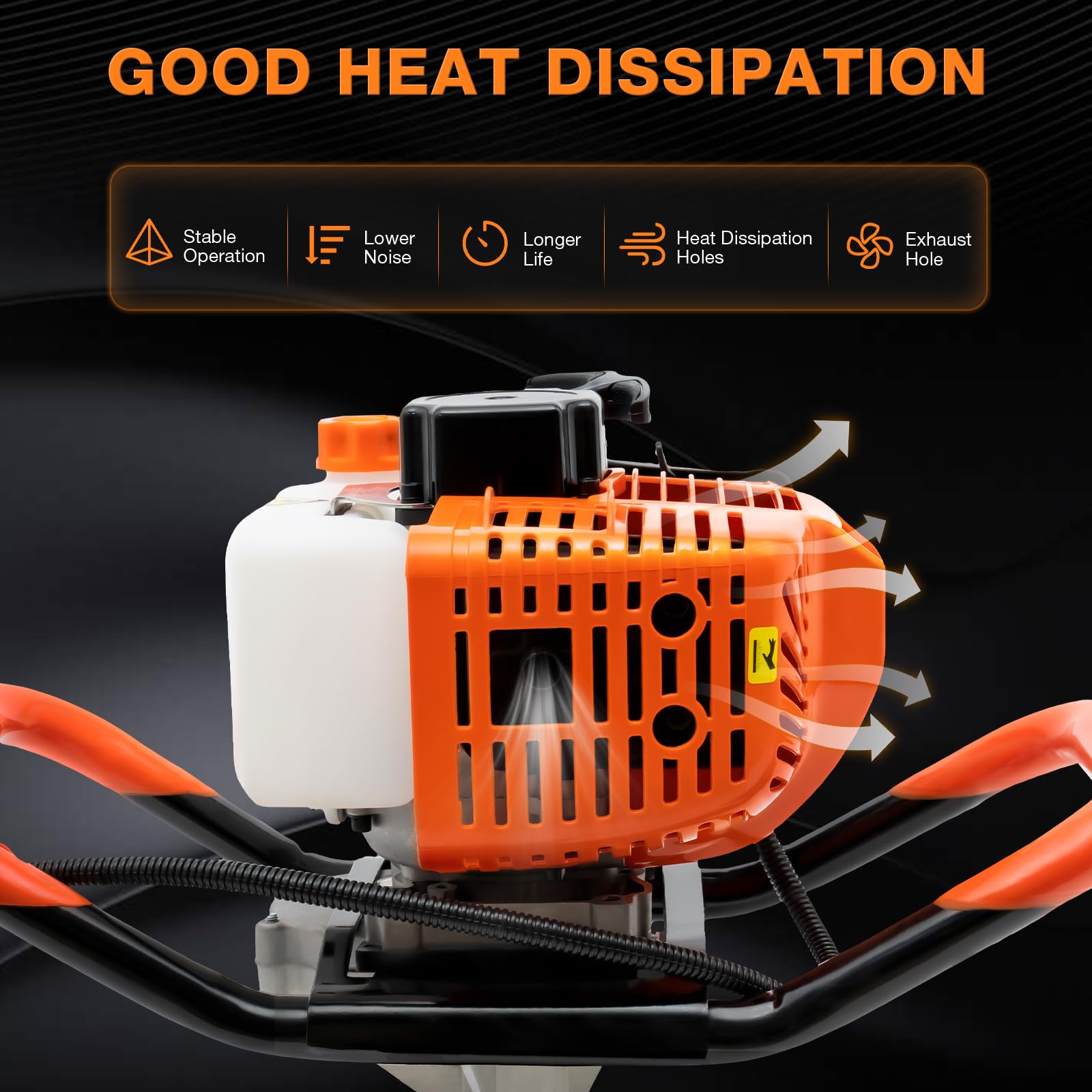 52CC 2-Stroke Gas Powered Post Hole Digger - Heavy Duty Ground Drilling Machine Kit with 4