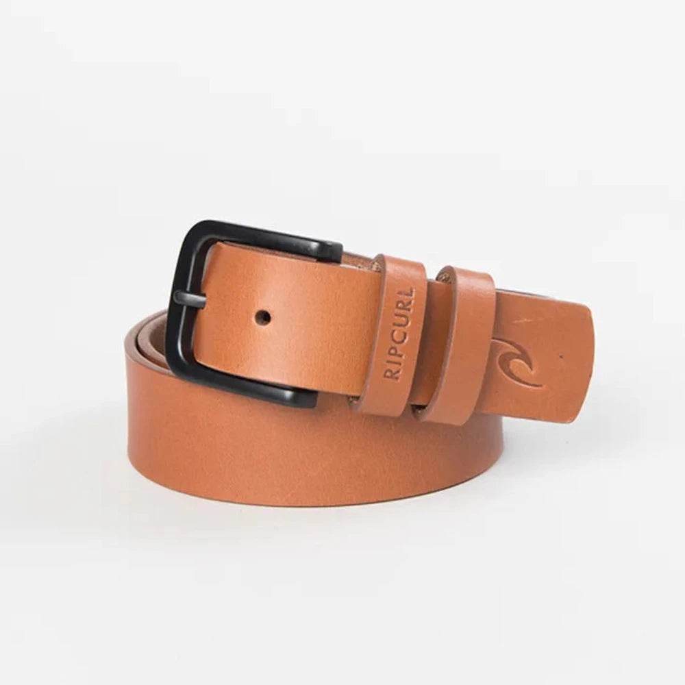Rip Curl Men's Cut Down Leather Belt - Stylish & Durable Genuine Leather Belt for Casual & Dress Wear - Perfect for Jeans, Chinos & Office Attire