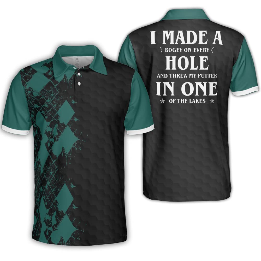 Polomore Men's Argyle Golf Shirt - Funny & Crazy Golf Polo for Men | Perfect for Golf Outings, Casual Wear & Gag Gifts